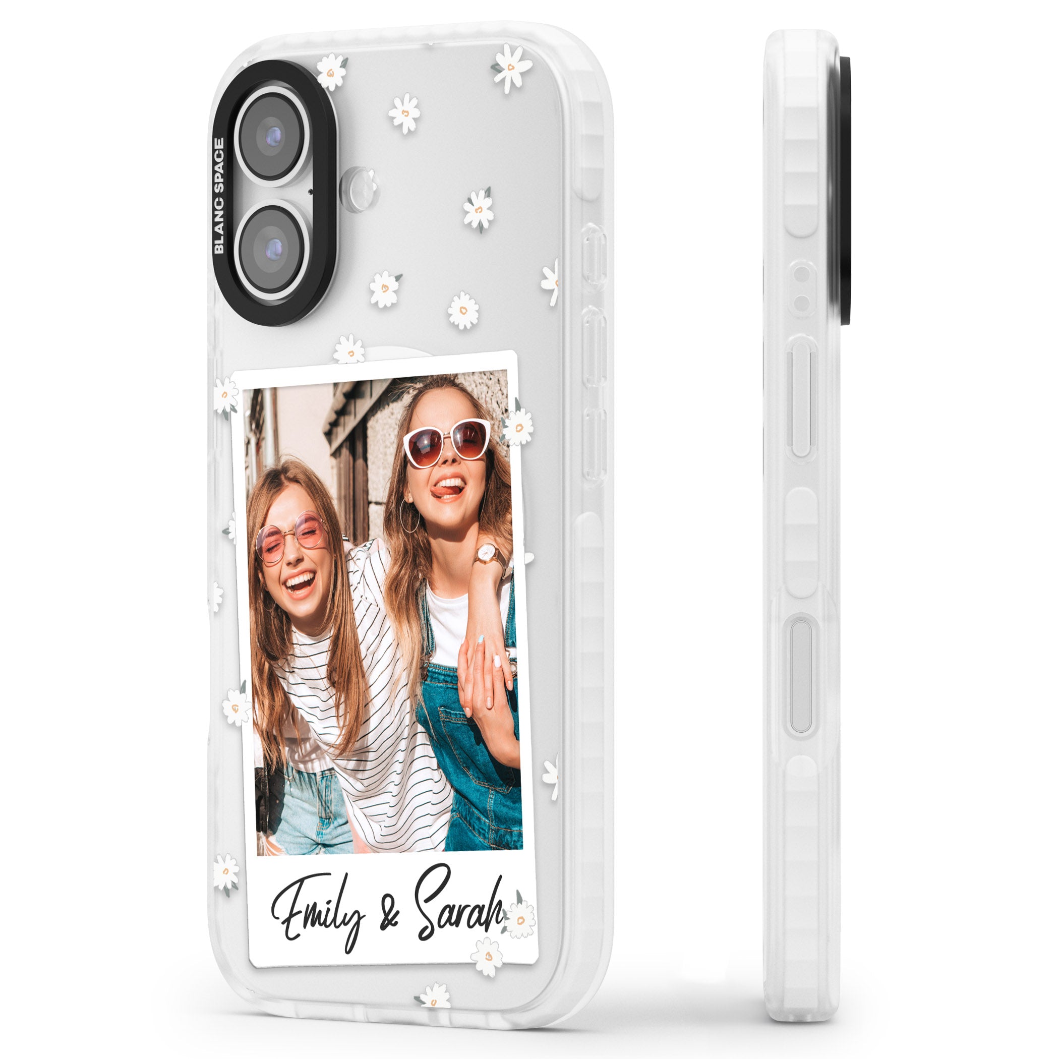Personalised Daisy Instant Photo iPhone 17 Impact Pro Clear Phone Case Side Profile