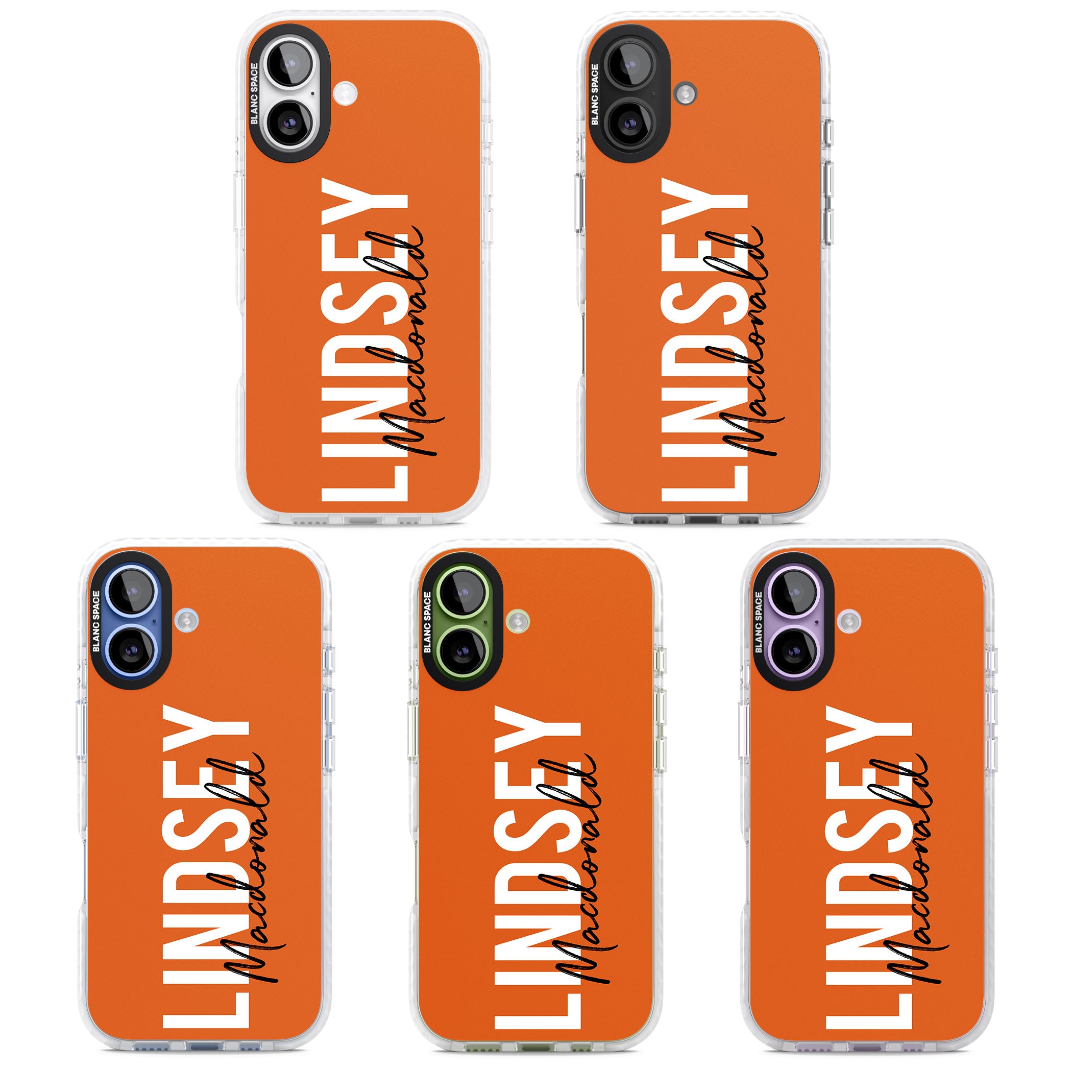Personalised Bold Name: Orange iPhone 17 Impact Pro Clear Phone Case APT Impact Protection