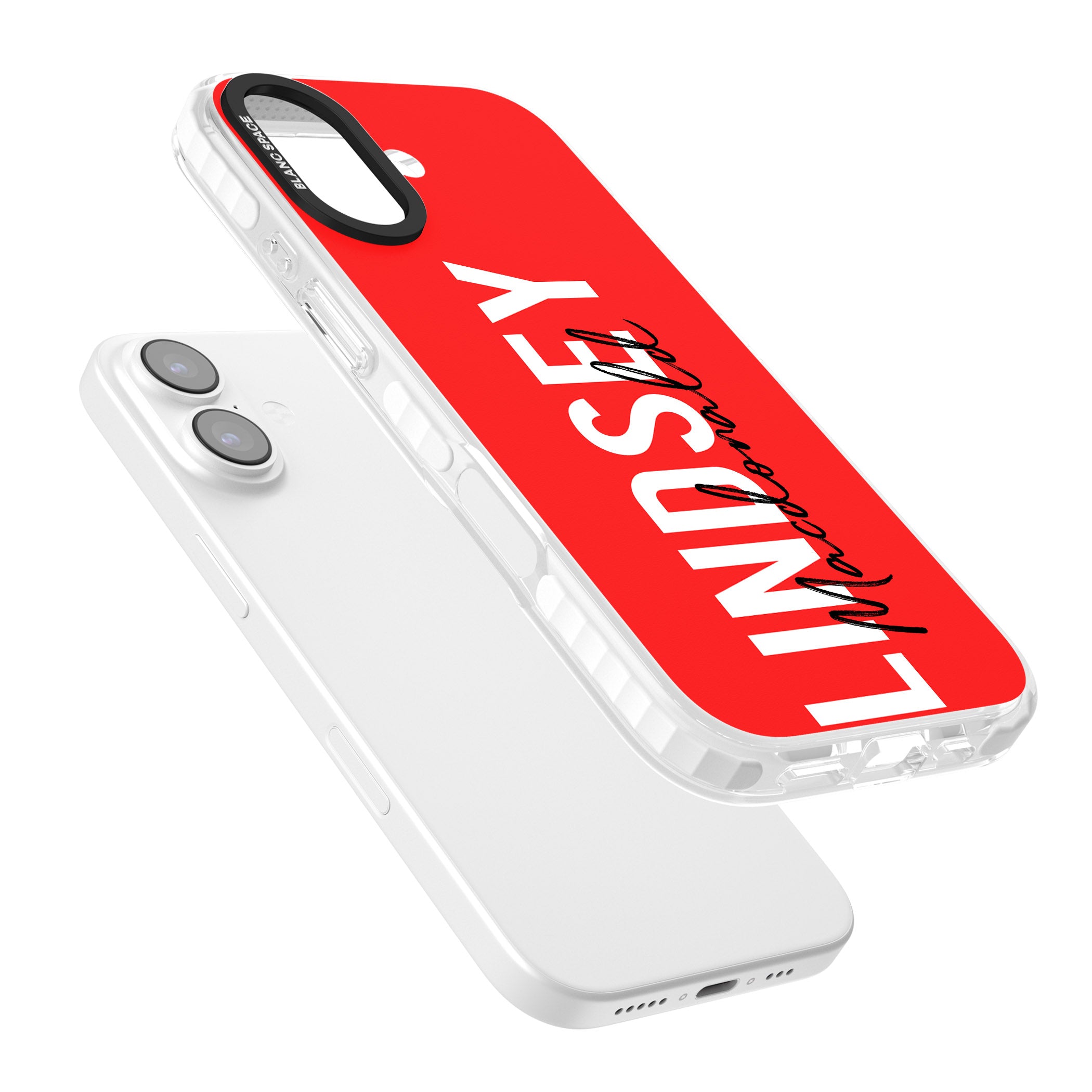 Personalised Bold Name: Red iPhone 17 Impact Pro Clear Phone Case Colours