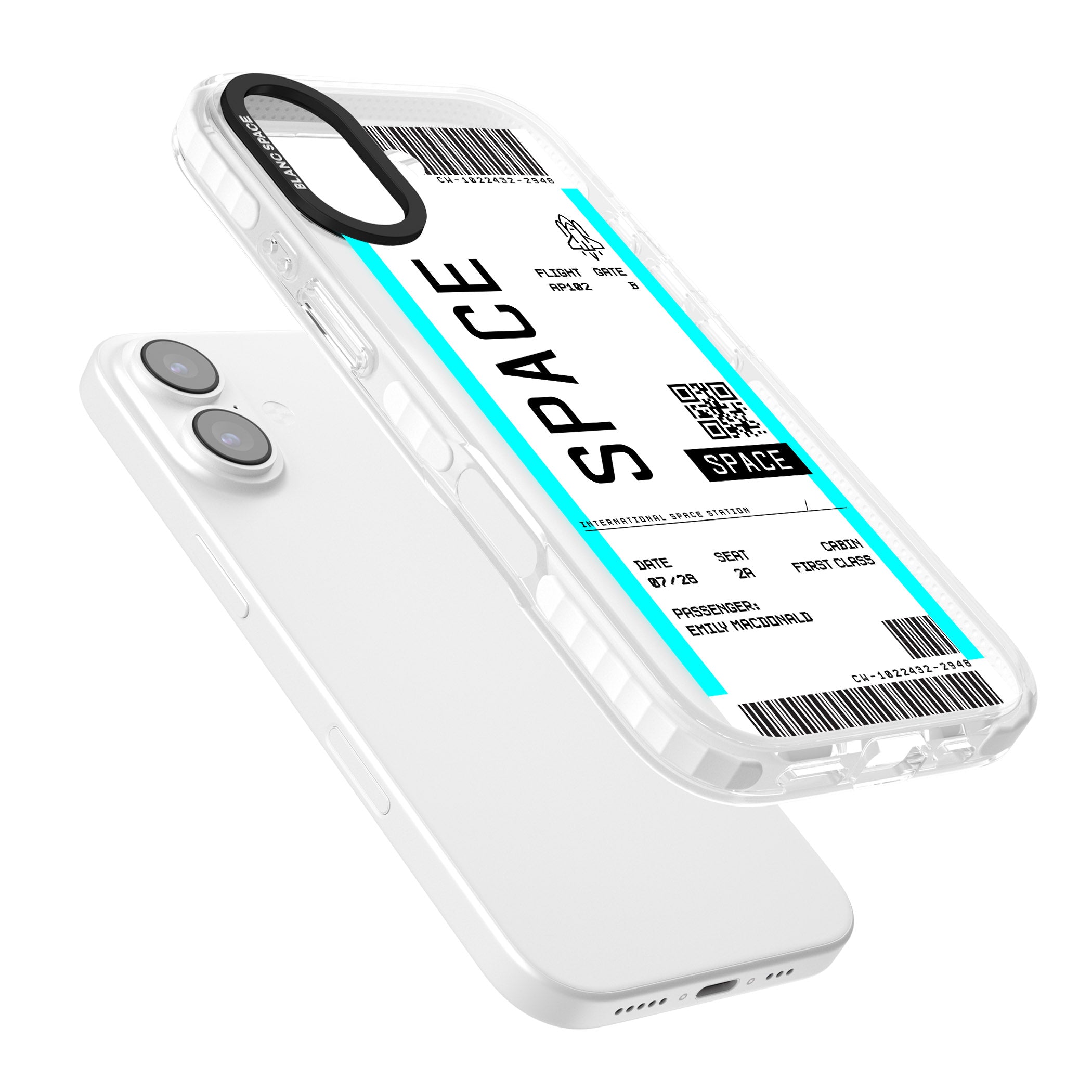 Personalised Space Travel Ticket iPhone 17 Impact Pro Clear Phone Case Colours