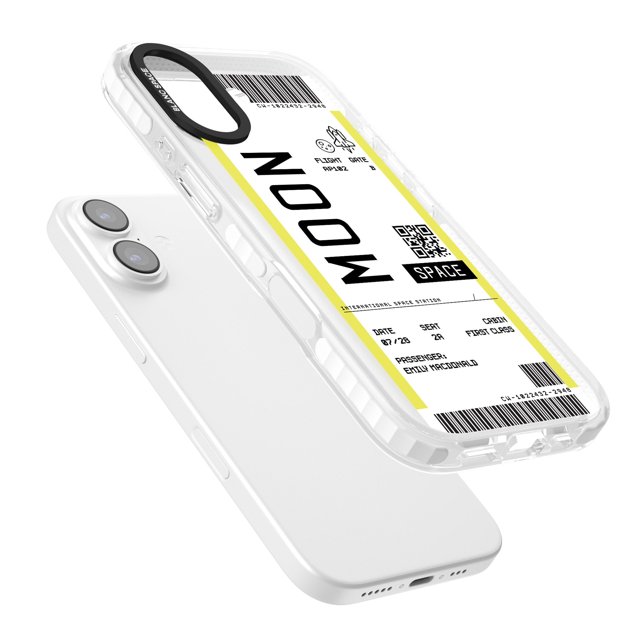 Personalised Moon Travel Ticket iPhone 17 Impact Pro Clear Phone Case Colours