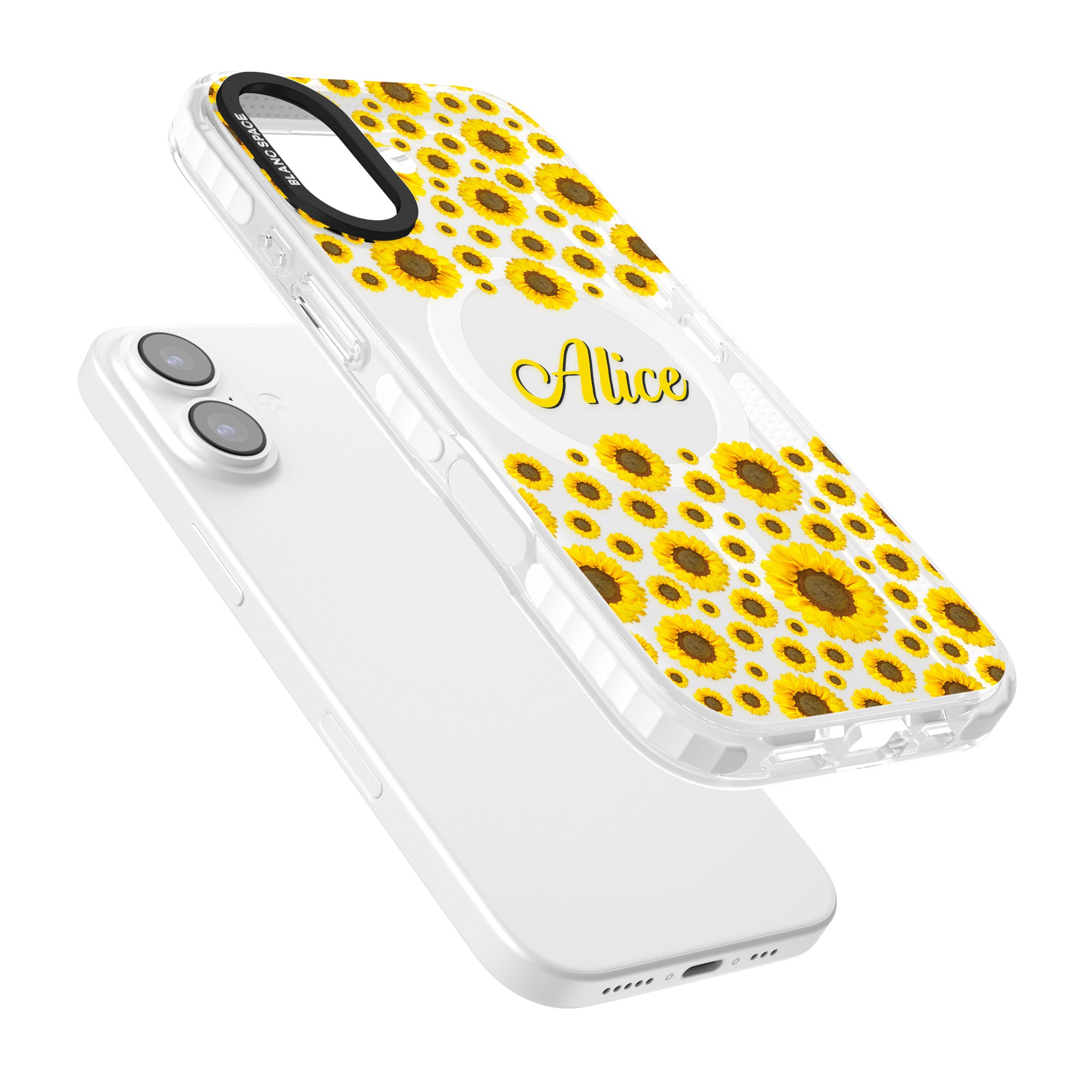 Personalised Sunflowers iPhone 17 Impact Pro Clear Phone Case Colours