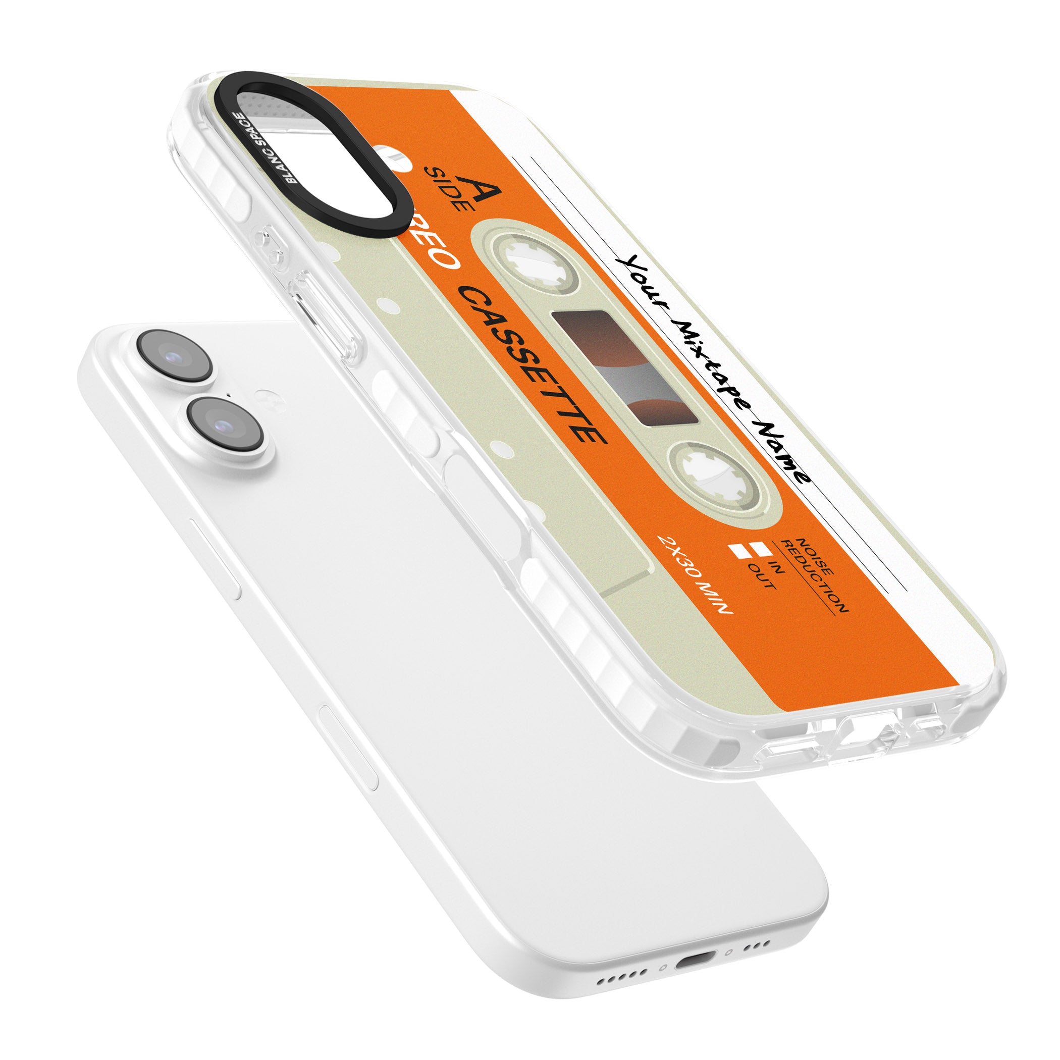 Personalised Retro Cassette Classic iPhone 17 Impact Pro Clear Phone Case Colours