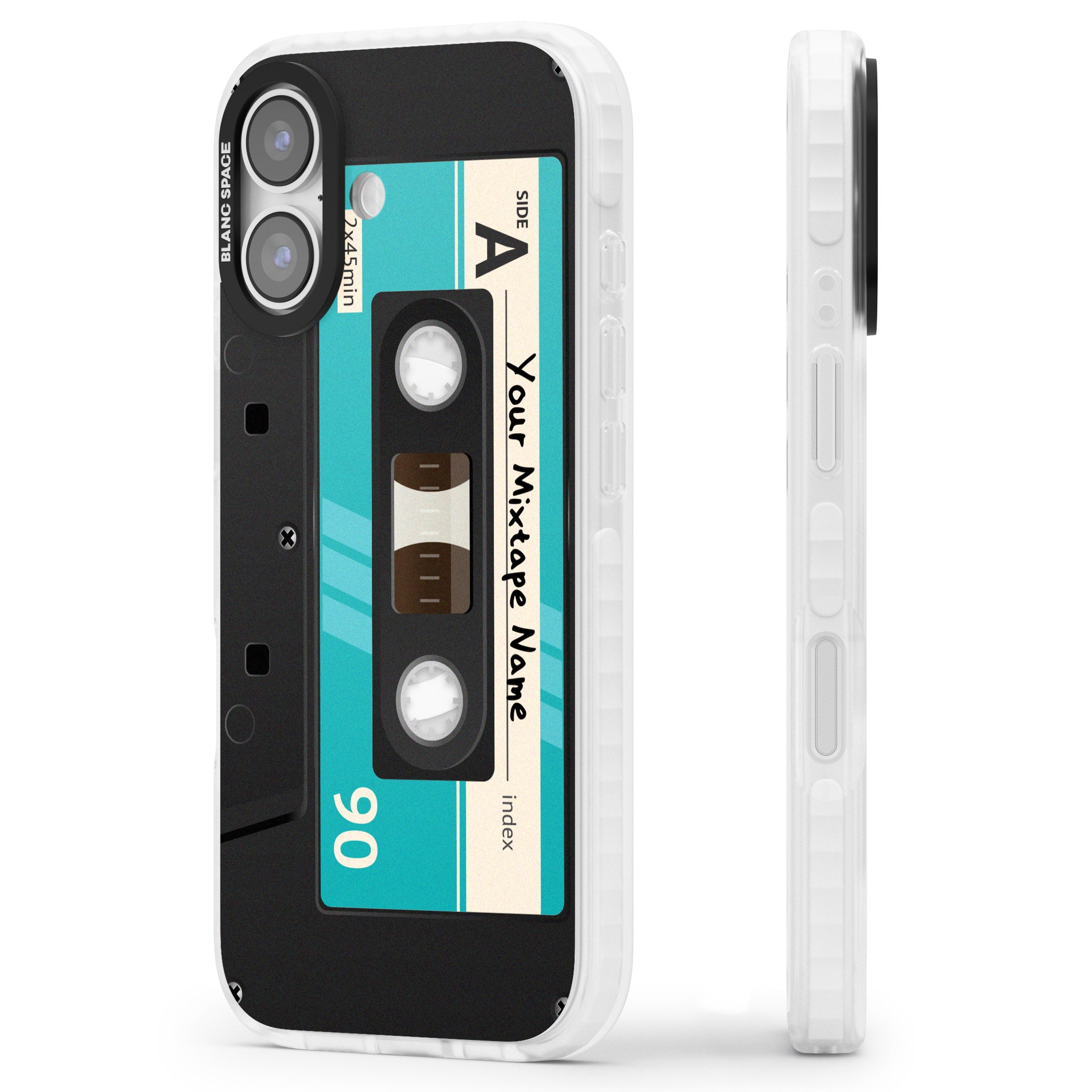 Personalised Retro Mixtape Dark iPhone 17 Impact Pro Clear Phone Case Side Profile