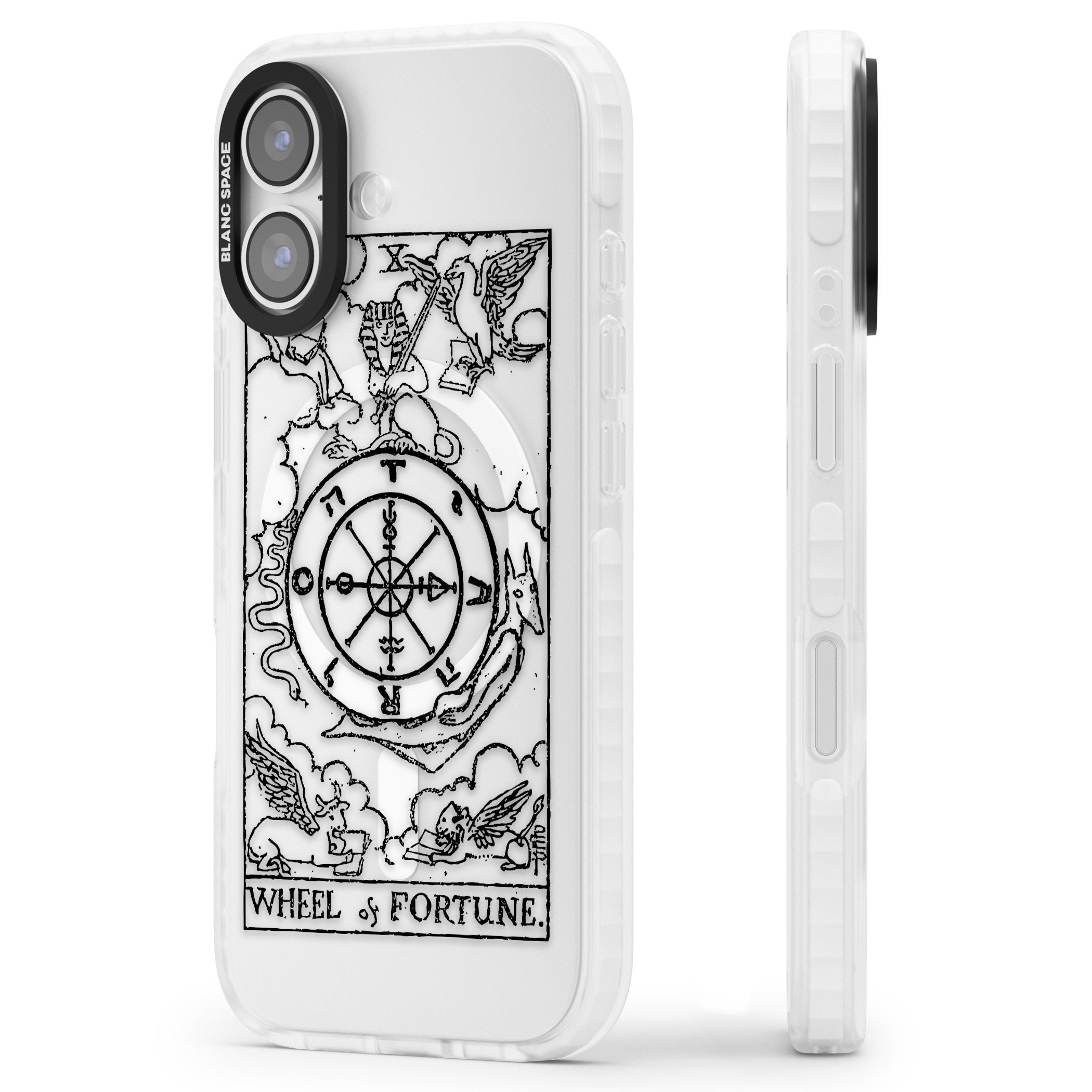 Personalised Wheel Of Fortune Tarot Transparent iPhone 17 Impact Pro Clear Phone Case Side Profile