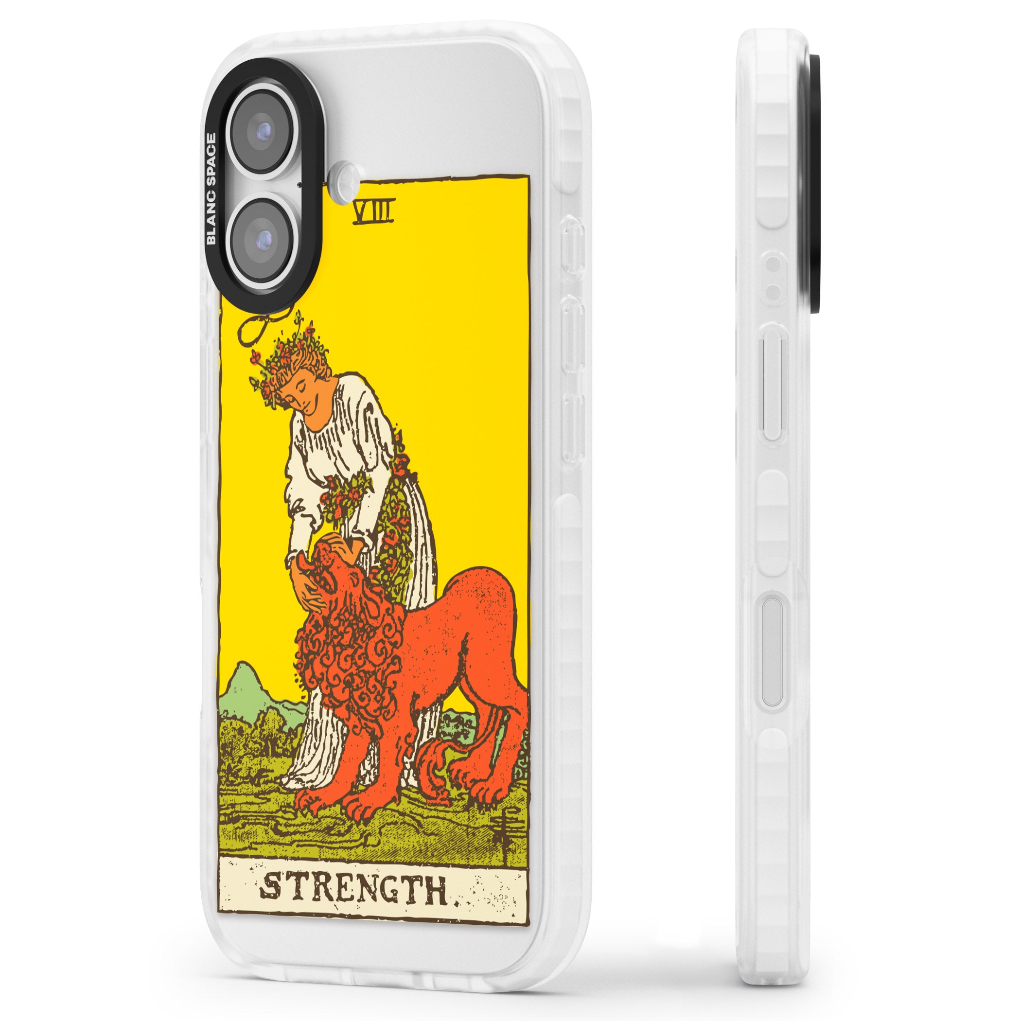 Personalised Strength Tarot Card (Color) iPhone 17 Impact Pro Clear Phone Case Side Profile