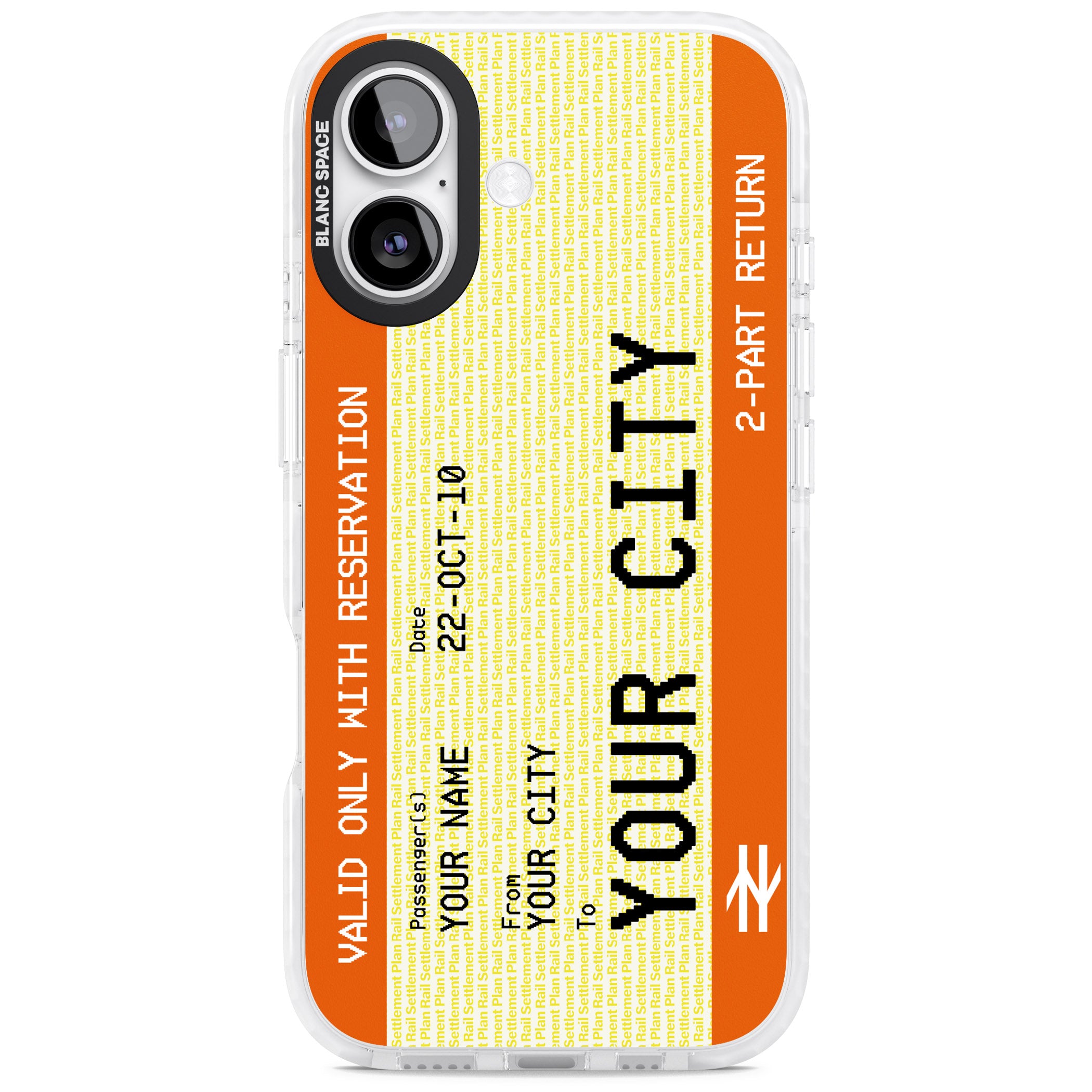 Personalised Create Your Own Train Ticket iPhone 17 Impact Pro Clear Phone Case