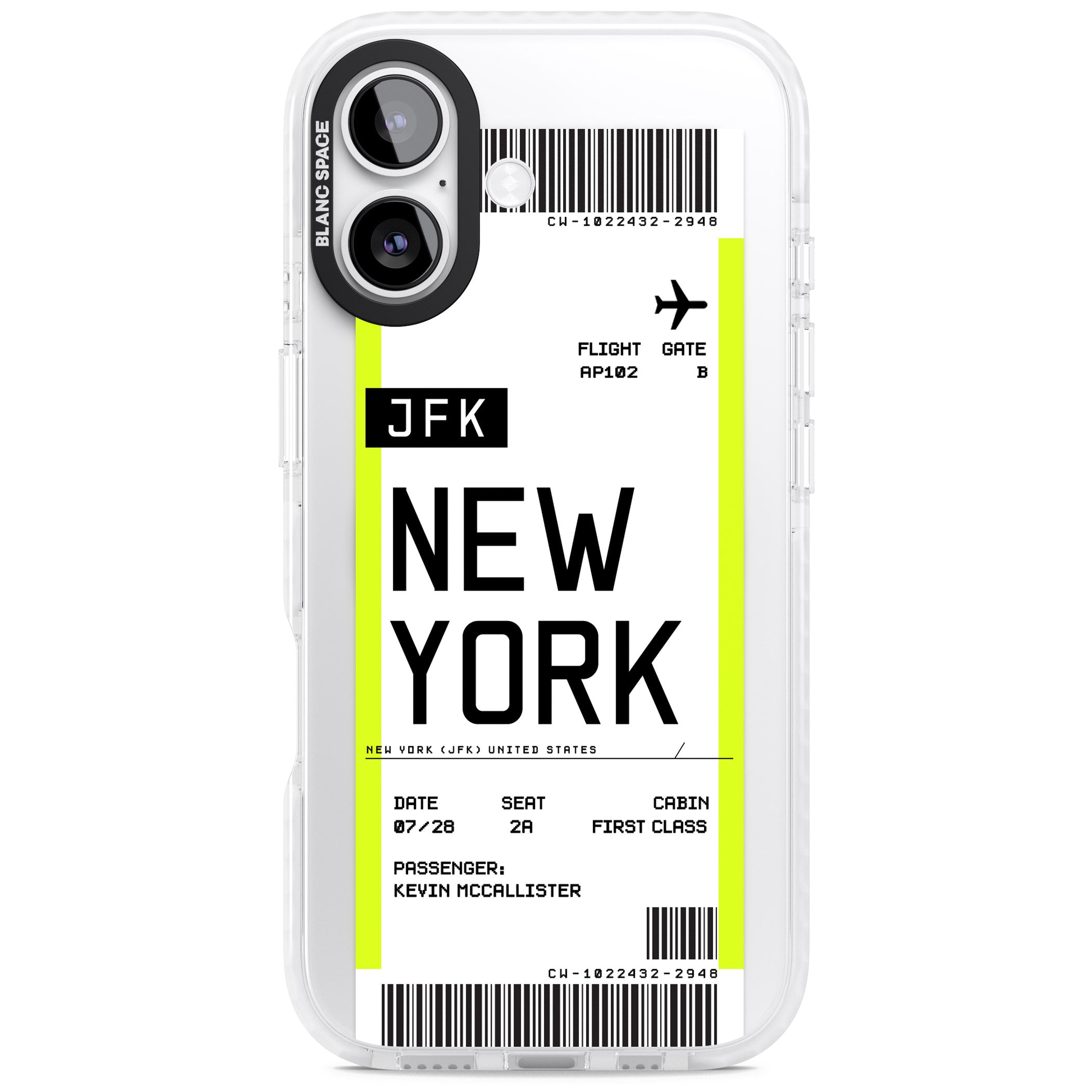 Personalised New York Boarding Pass iPhone 17 Impact Pro Clear Phone Case