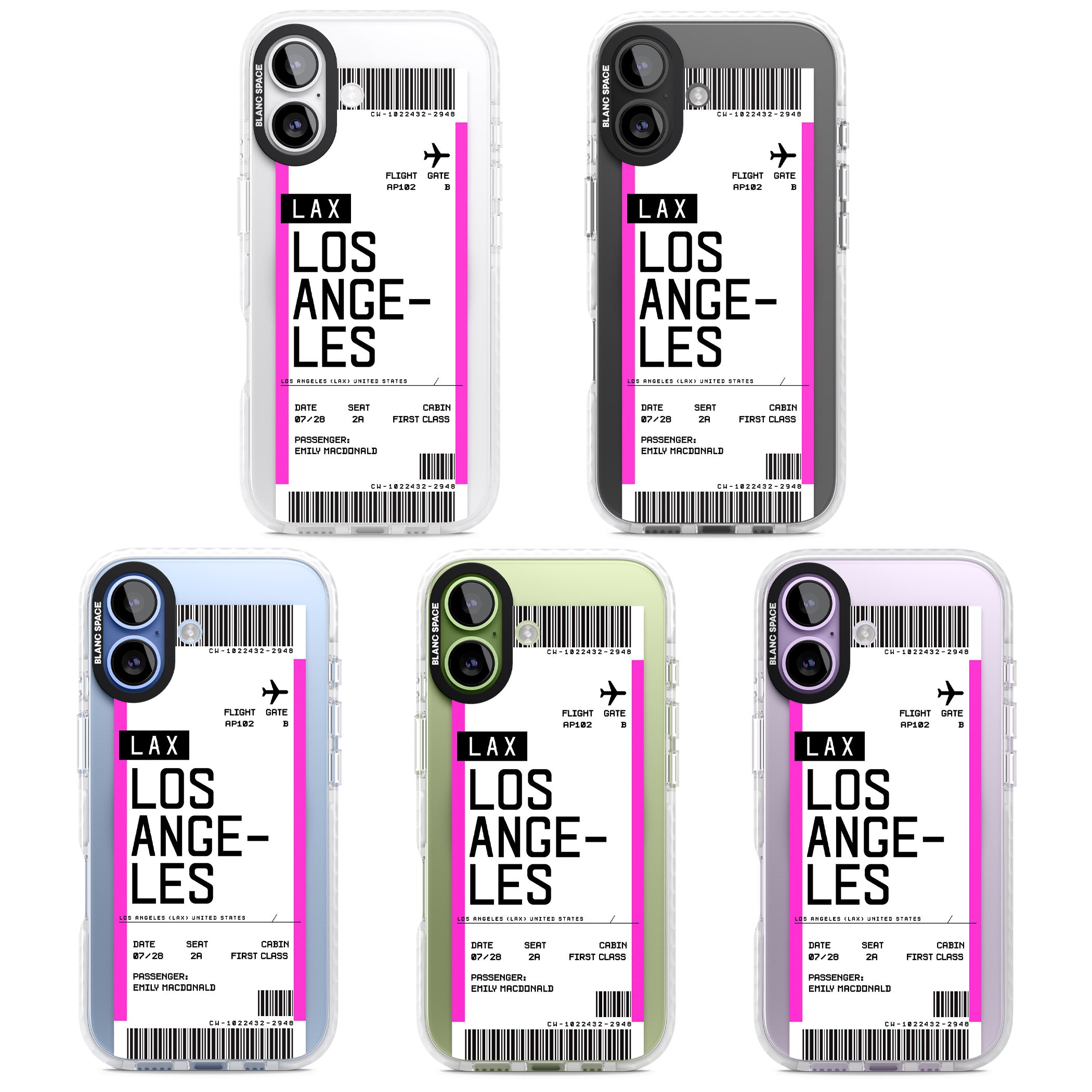 Personalised Los Angeles Boarding Pass iPhone 17 Impact Pro Clear Phone Case APT Impact Protection