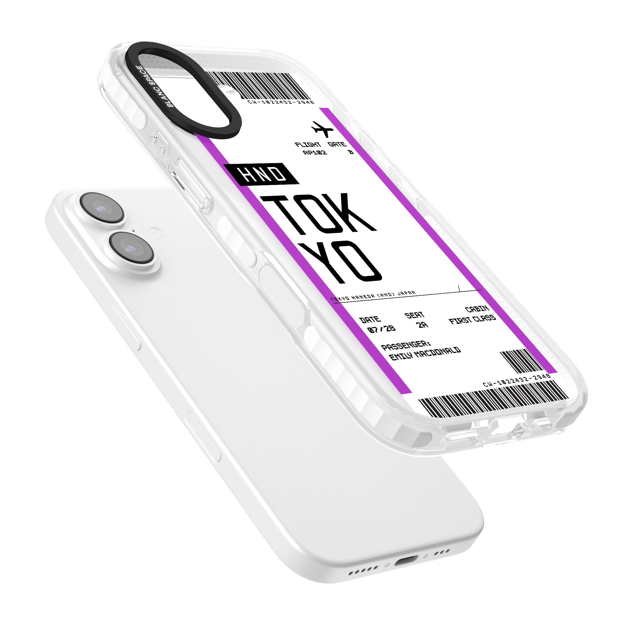 Personalised Tokyo Boarding Pass iPhone 17 Impact Pro Clear Phone Case Colours