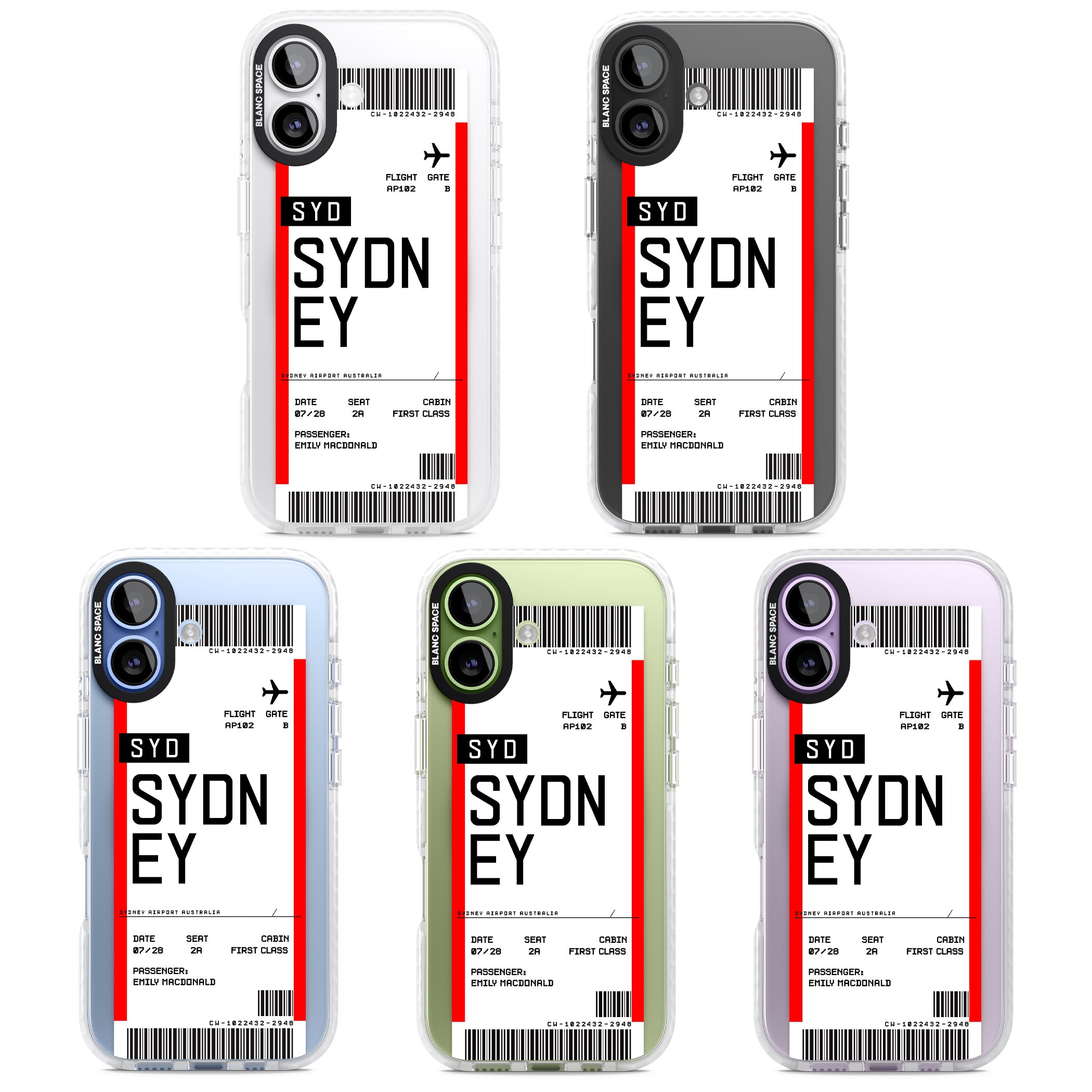 Personalised Sydney Boarding Pass iPhone 17 Impact Pro Clear Phone Case APT Impact Protection