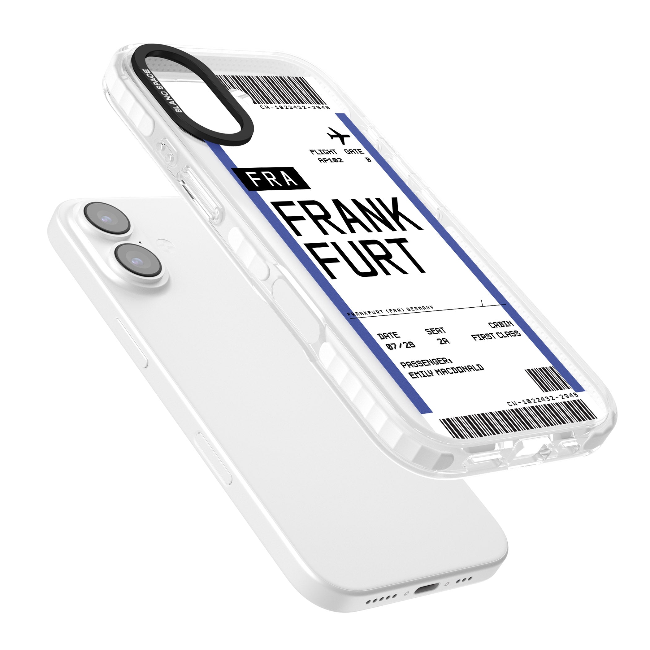 Personalised Frankfurt Boarding Pass iPhone 17 Impact Pro Clear Phone Case Colours