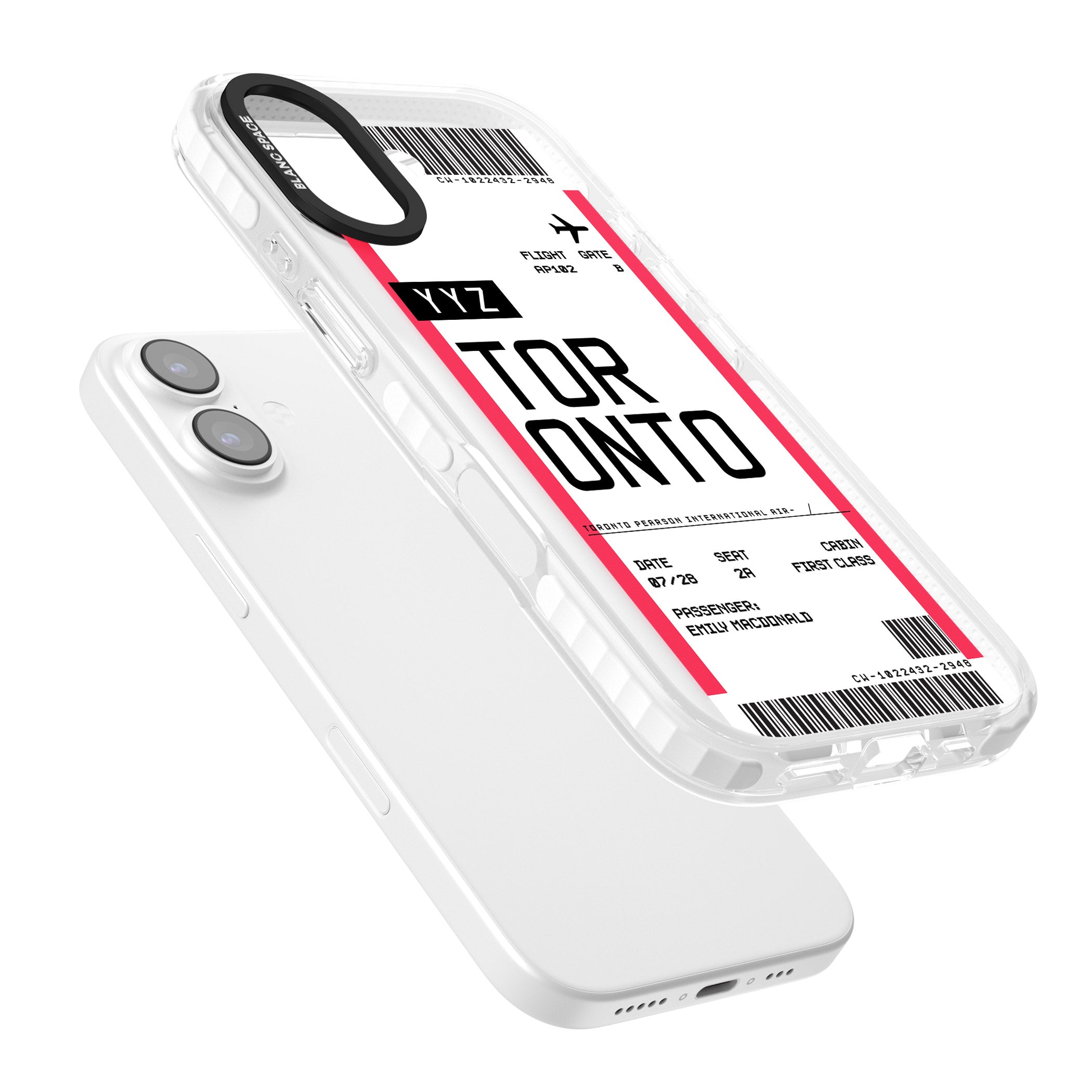 Personalised Toronto Boarding Pass iPhone 17 Impact Pro Clear Phone Case Colours