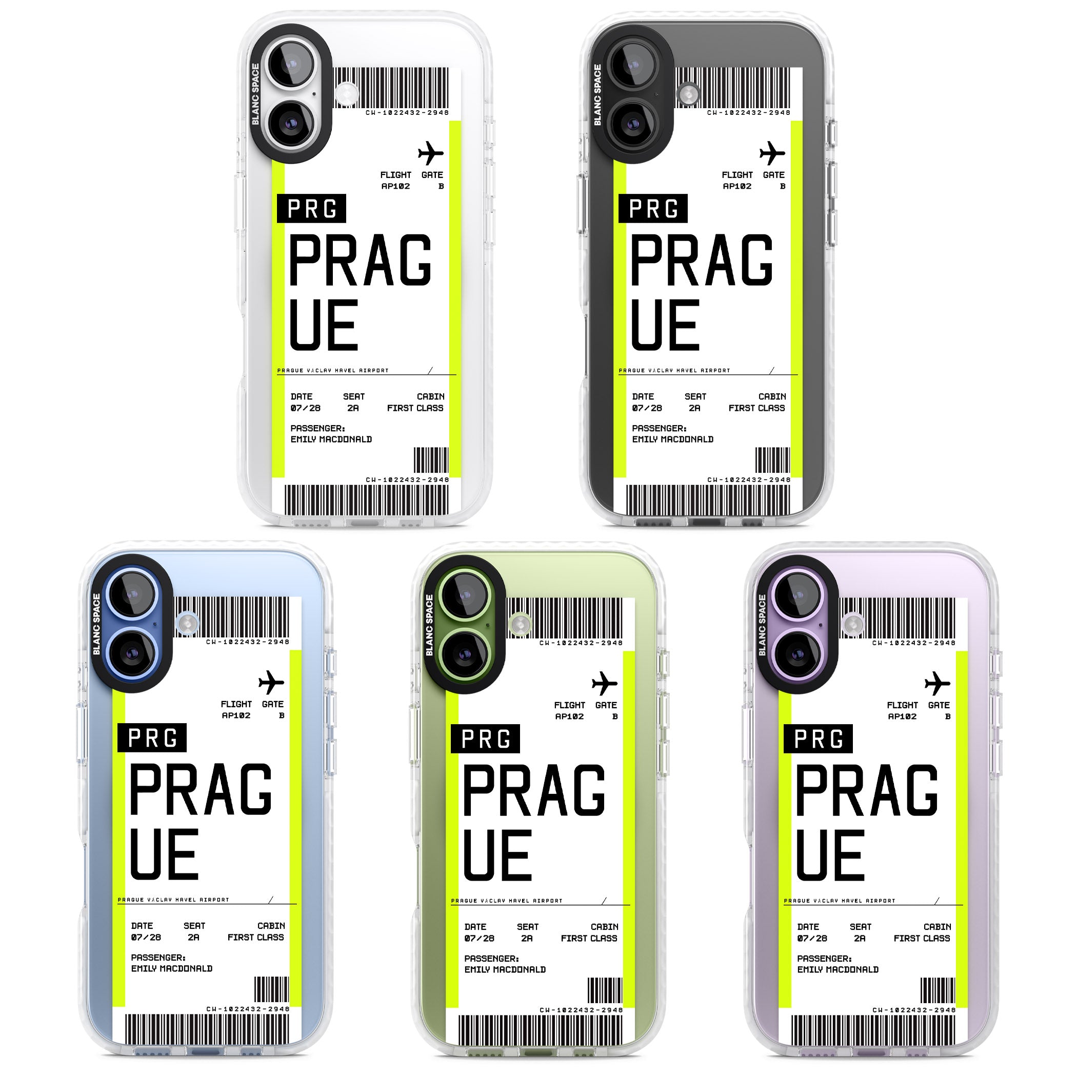 Personalised Prague Boarding Pass iPhone 17 Impact Pro Clear Phone Case APT Impact Protection