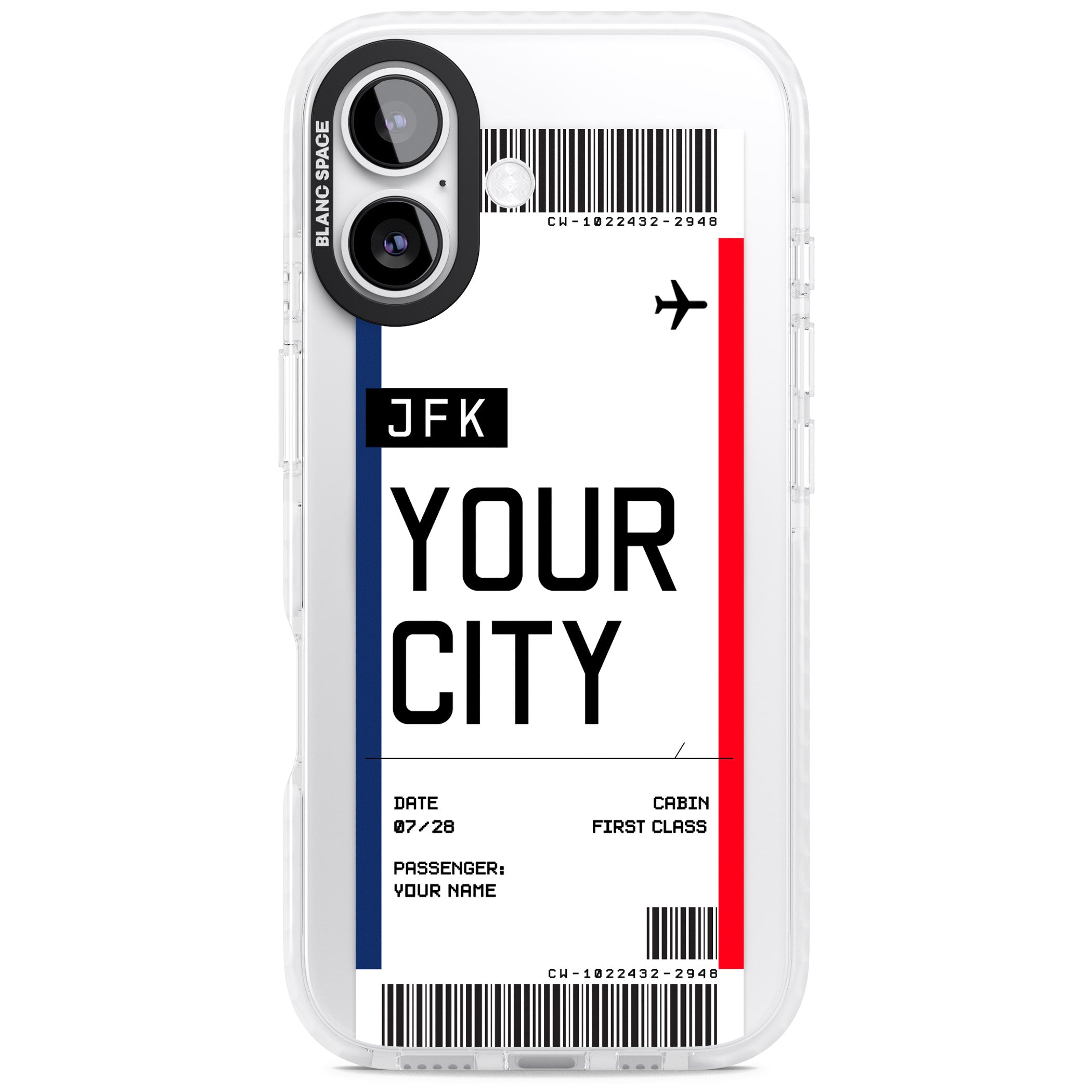 Personalised Create Your Own Boarding Pass Ticket iPhone 17 Impact Pro Clear Phone Case