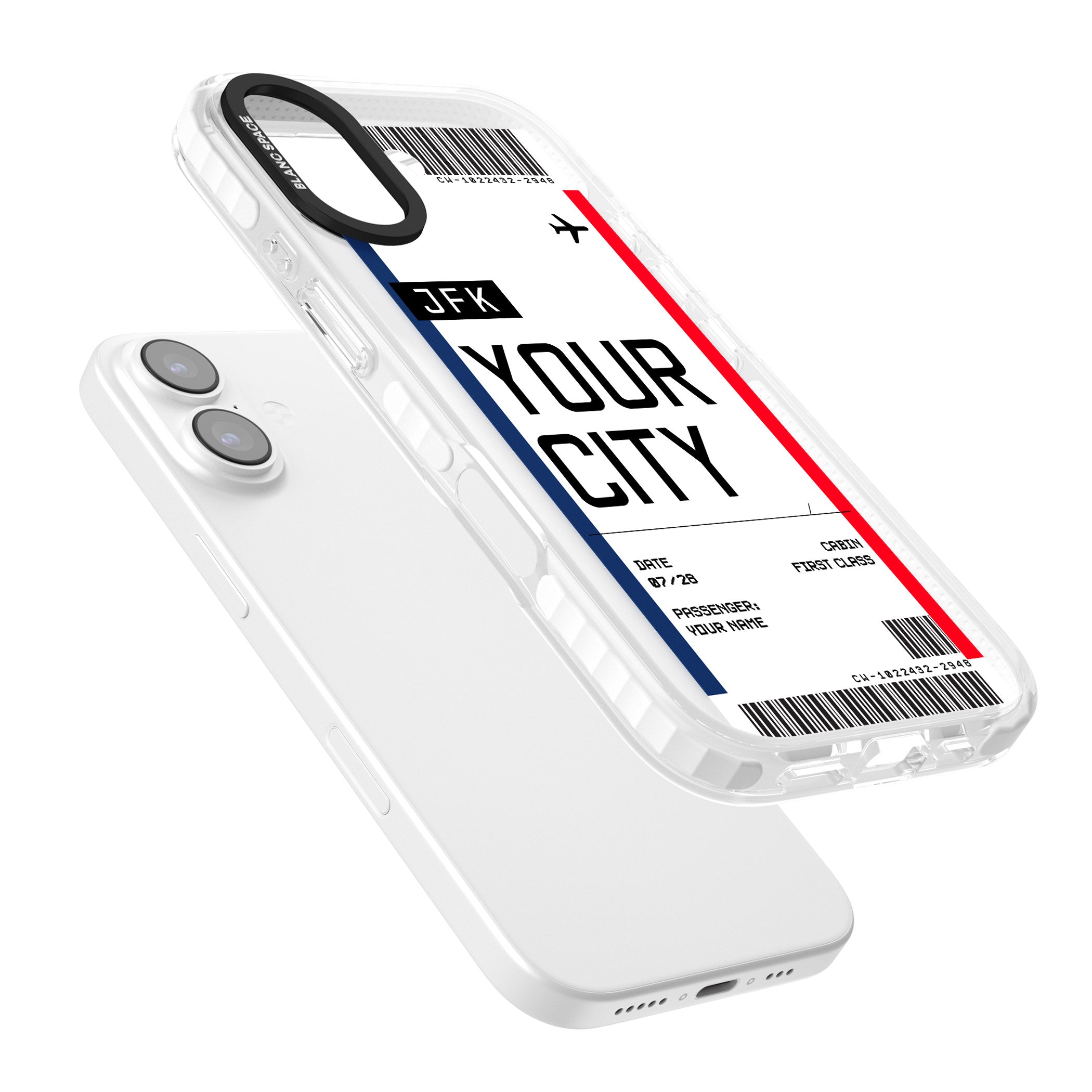 Personalised Create Your Own Boarding Pass Ticket iPhone 17 Impact Pro Clear Phone Case Colours