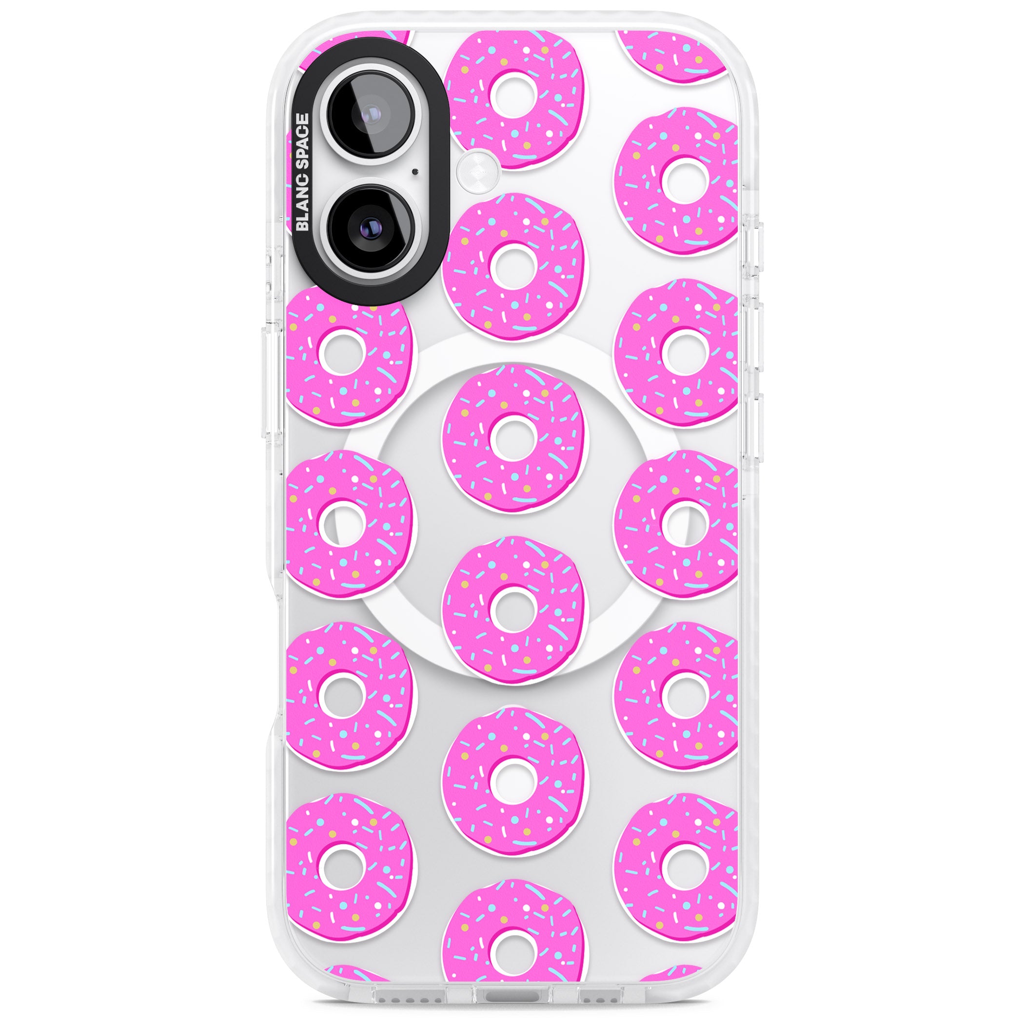 Pink Donut Pattern iPhone 17 Impact Pro Clear Phone Case