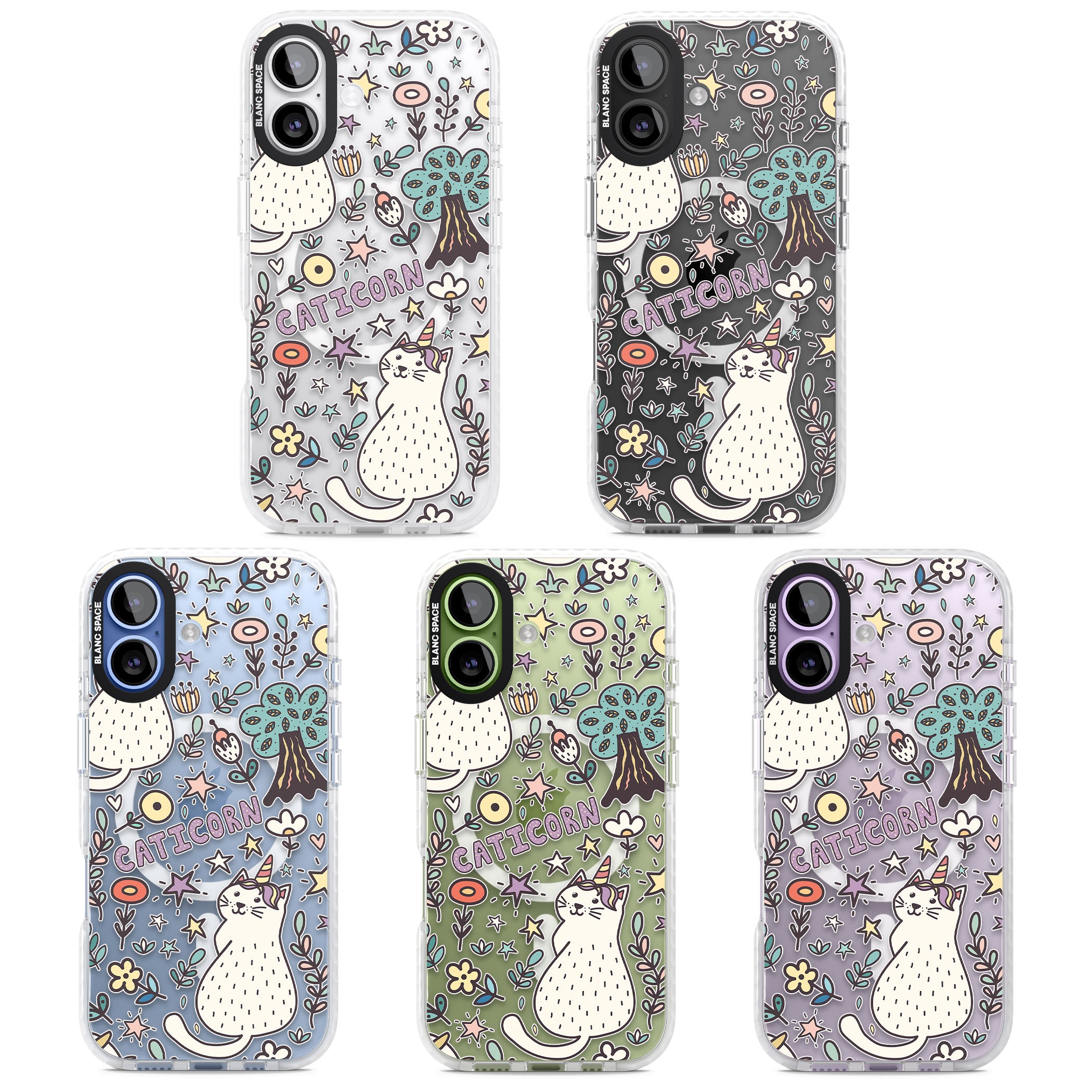 Caticorn Pattern iPhone 17 Impact Pro Clear Phone Case APT Impact Protection