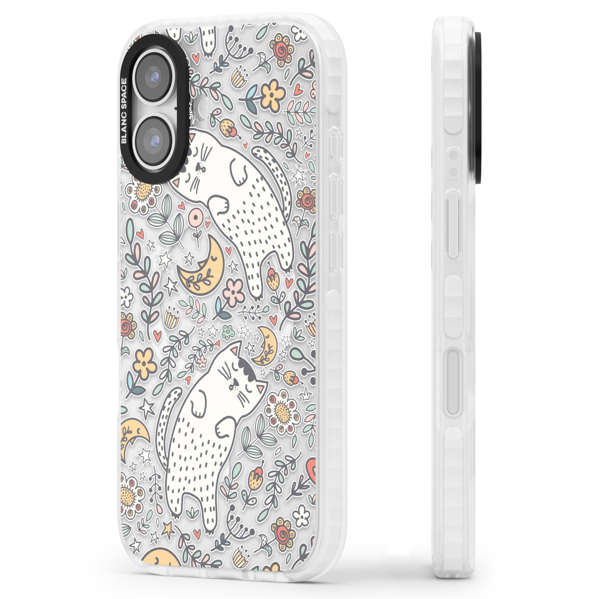 Sleeping Cat Pattern iPhone 17 Impact Pro Clear Phone Case Side Profile