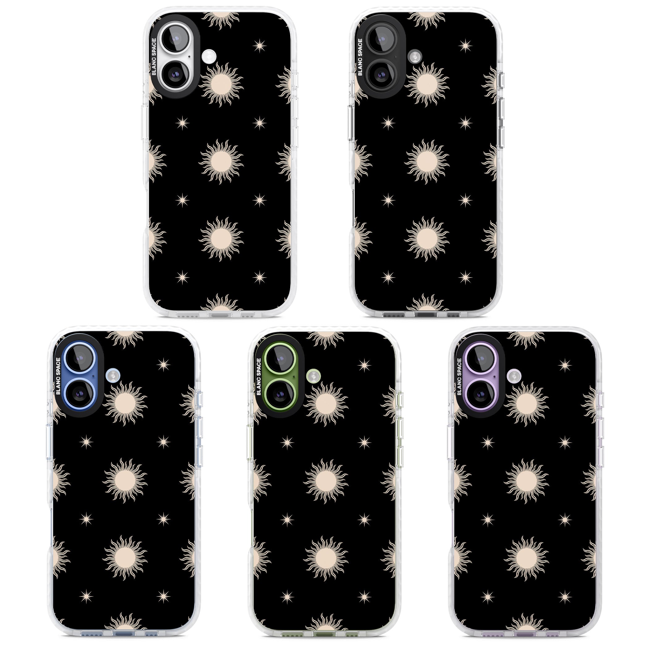 Celestial Patterns Classic Suns (Black) iPhone 17 Impact Pro Clear Phone Case APT Impact Protection