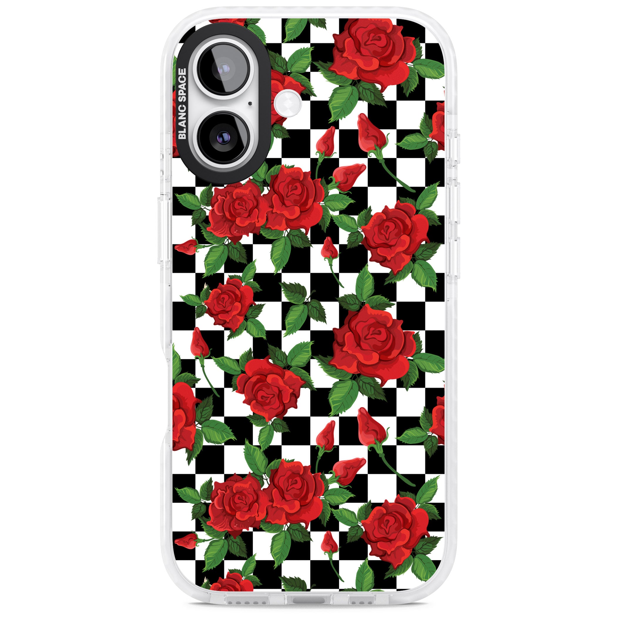 Checkered Roses iPhone 17 Impact Pro Clear Phone Case