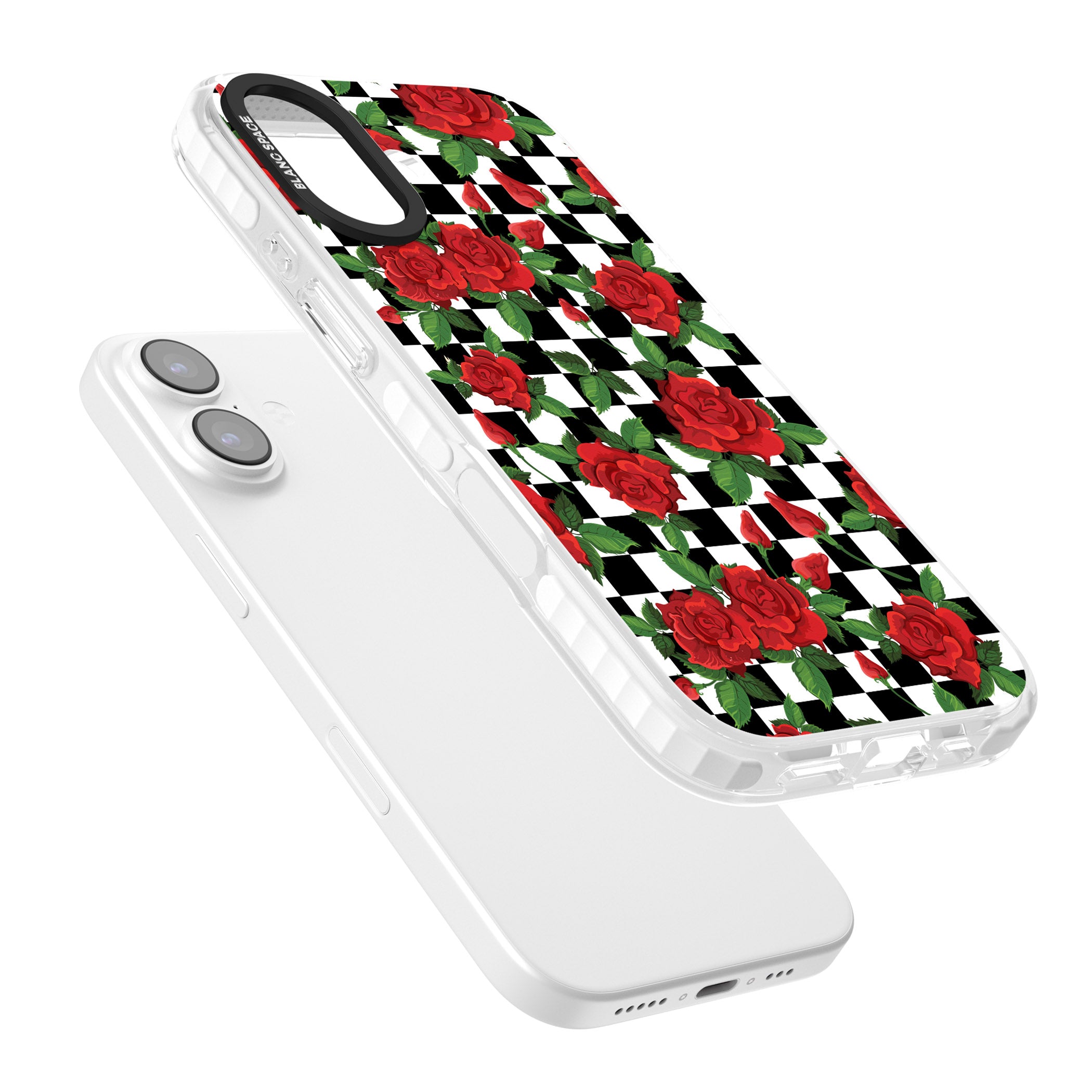 Checkered Roses iPhone 17 Impact Pro Clear Phone Case Colours