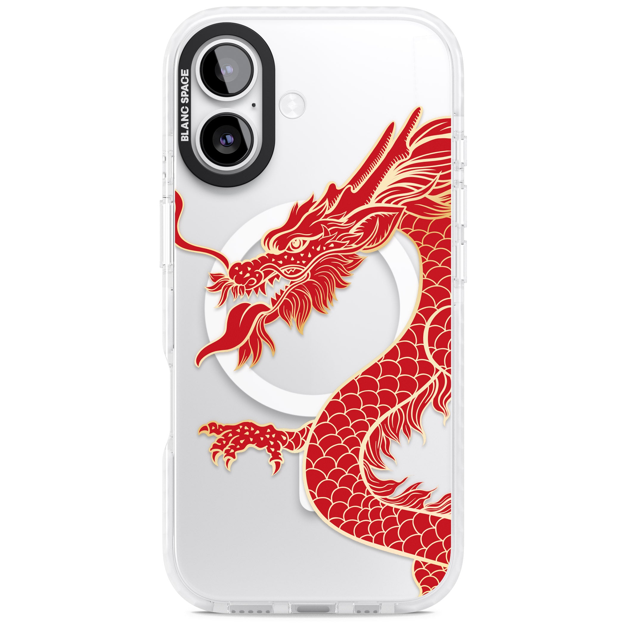 Large Red Dragon iPhone 17 Impact Pro Clear Phone Case
