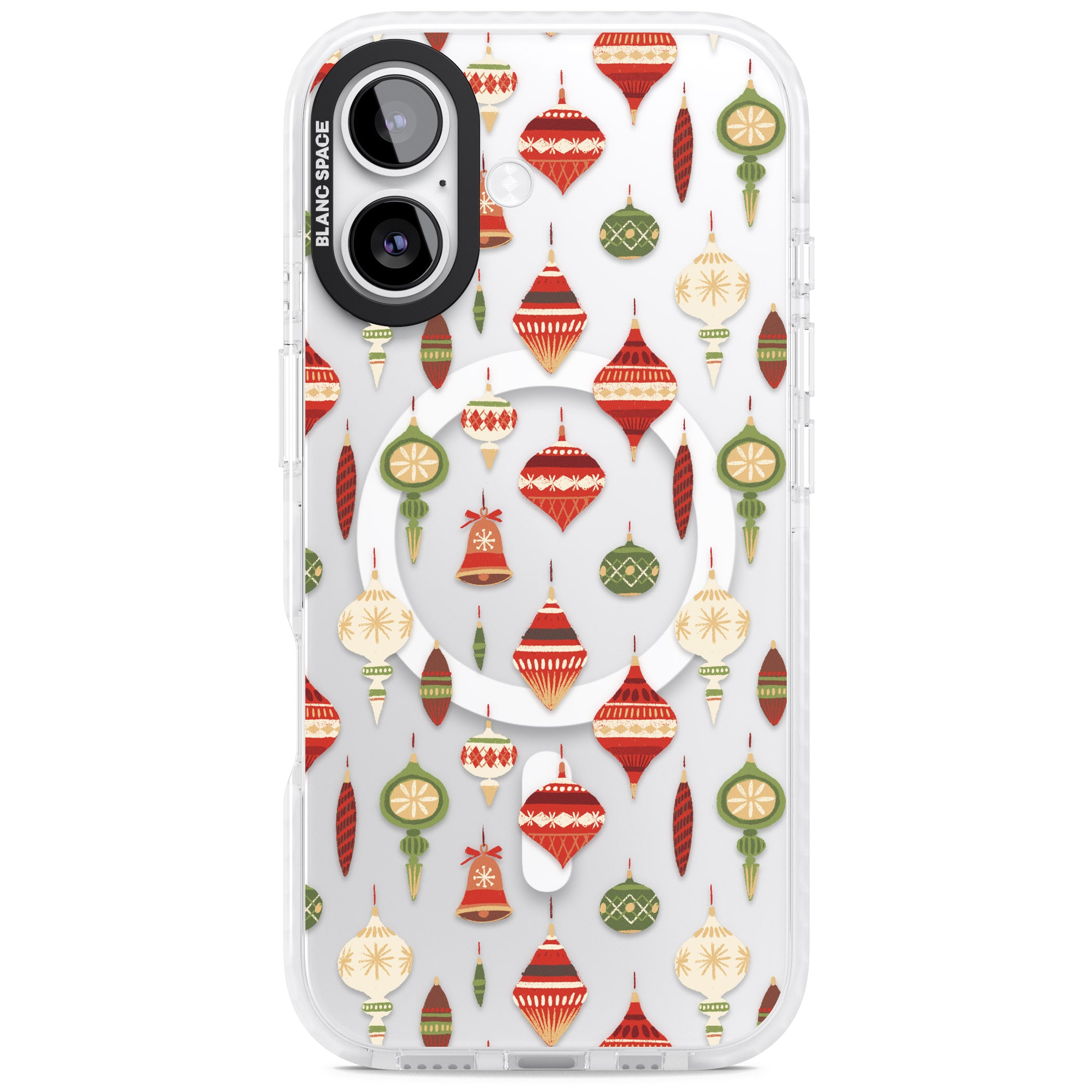 Christmas Baubles Pattern iPhone 17 Impact Pro Clear Phone Case