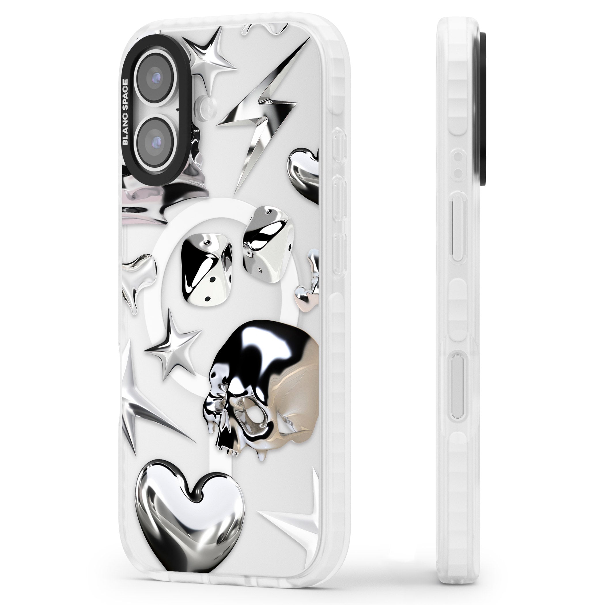Chromed iPhone 17 Impact Pro Clear Phone Case Side Profile