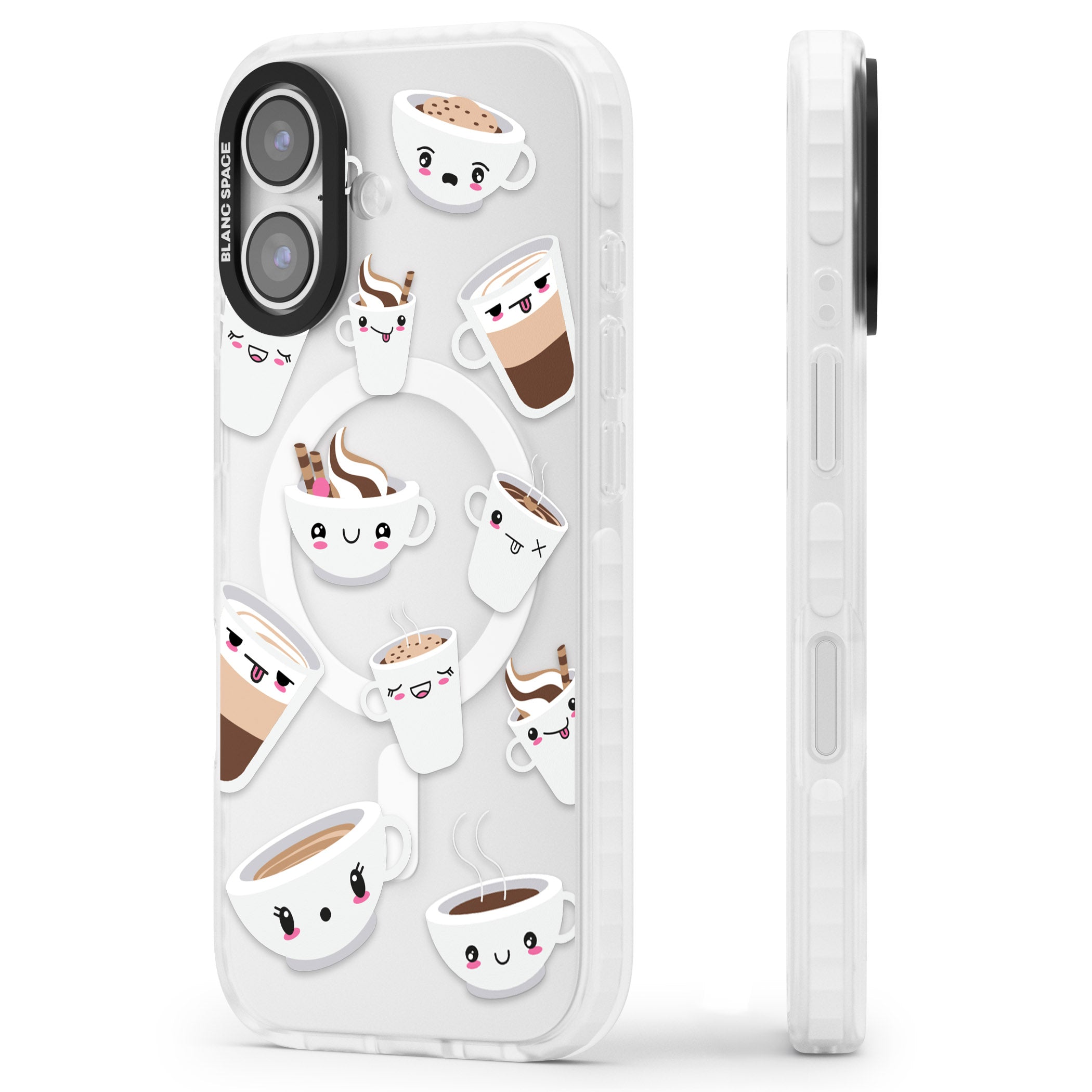 Coffee Faces iPhone 17 Impact Pro Clear Phone Case Side Profile