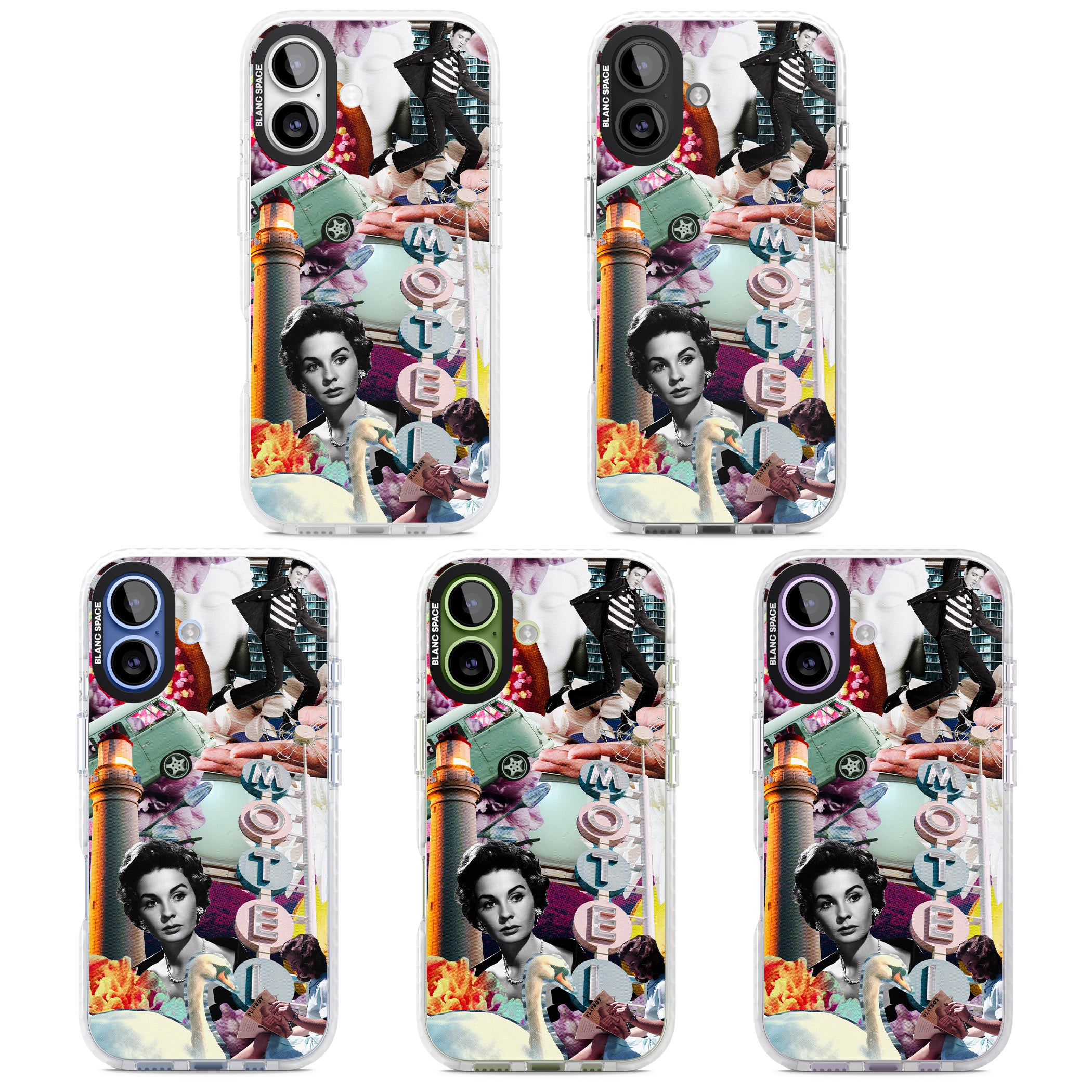 Retro Motel Collage iPhone 17 Impact Pro Clear Phone Case APT Impact Protection
