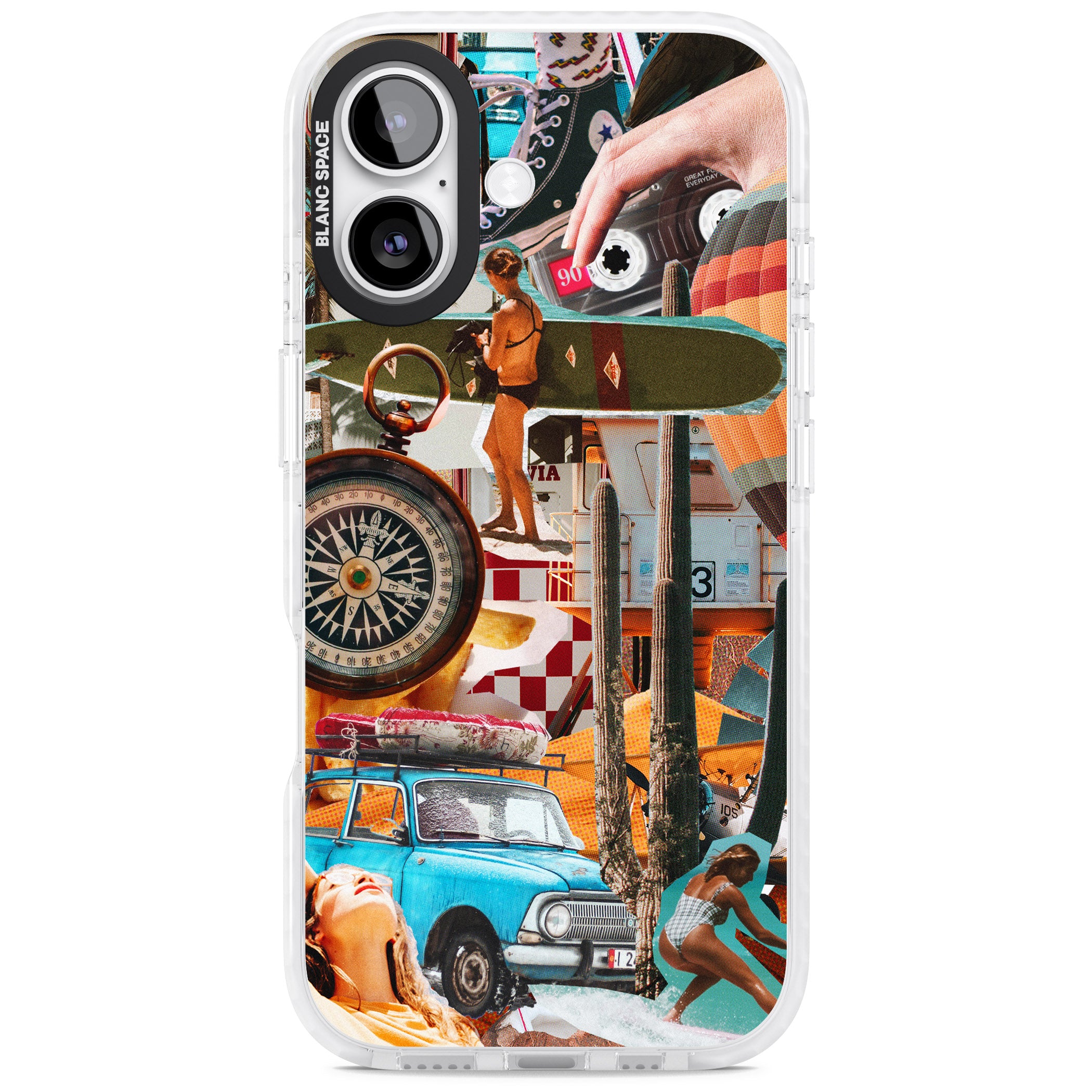 Vintage Collage: Road Trip iPhone 17 Impact Pro Clear Phone Case