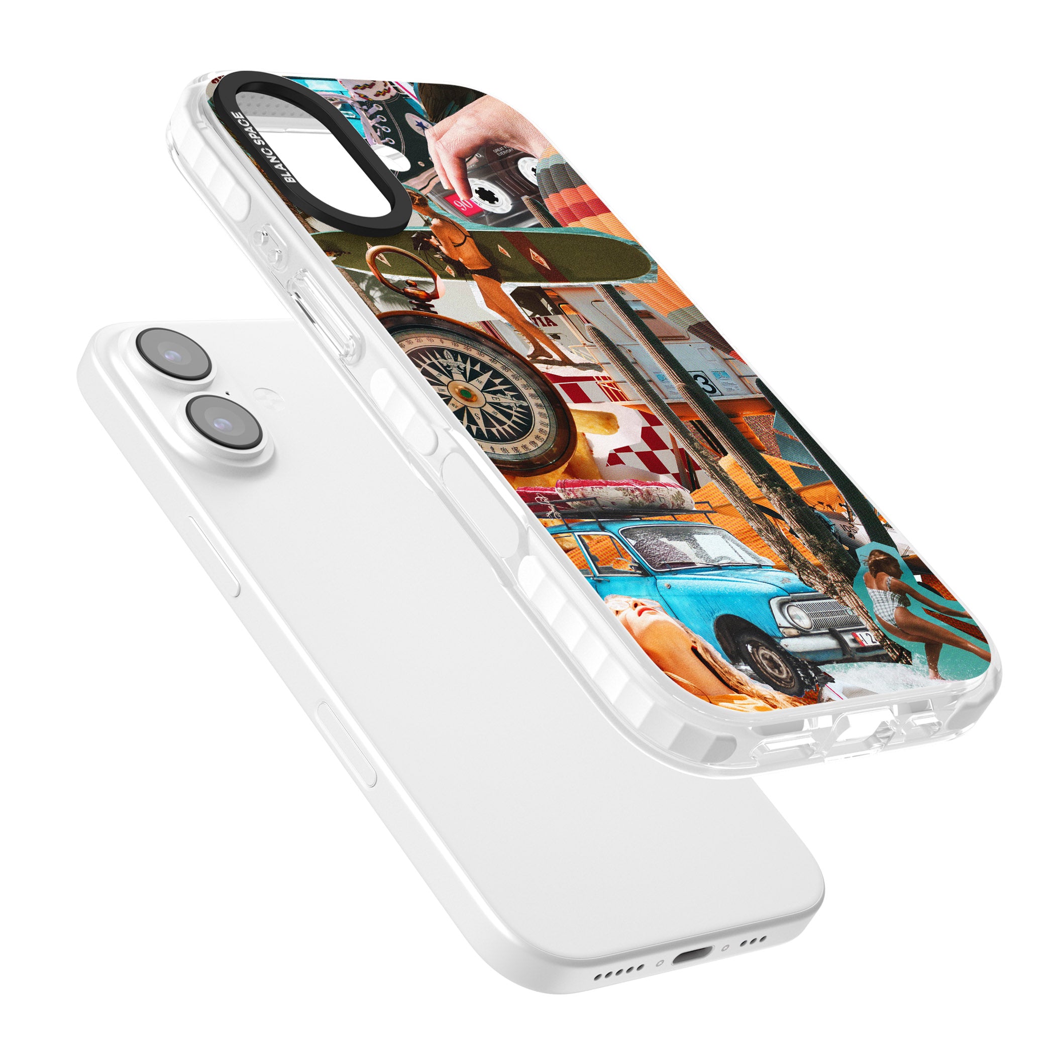 Vintage Collage: Road Trip iPhone 17 Impact Pro Clear Phone Case Colours