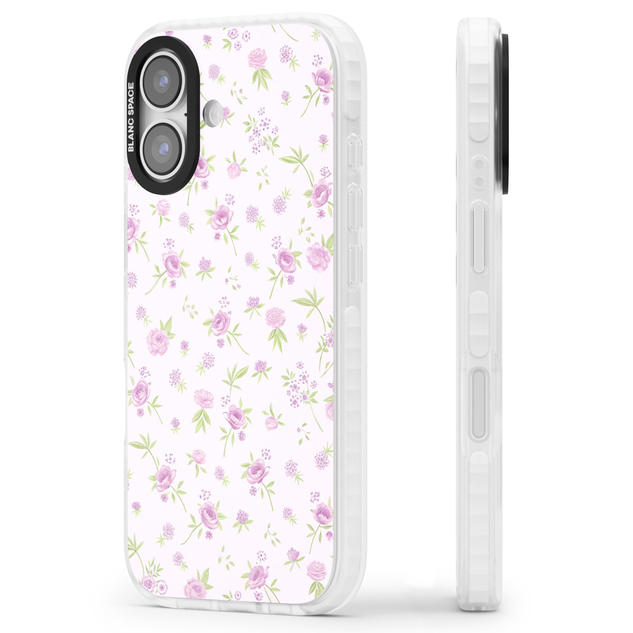 Pink Peonies iPhone 17 Impact Pro Clear Phone Case Side Profile