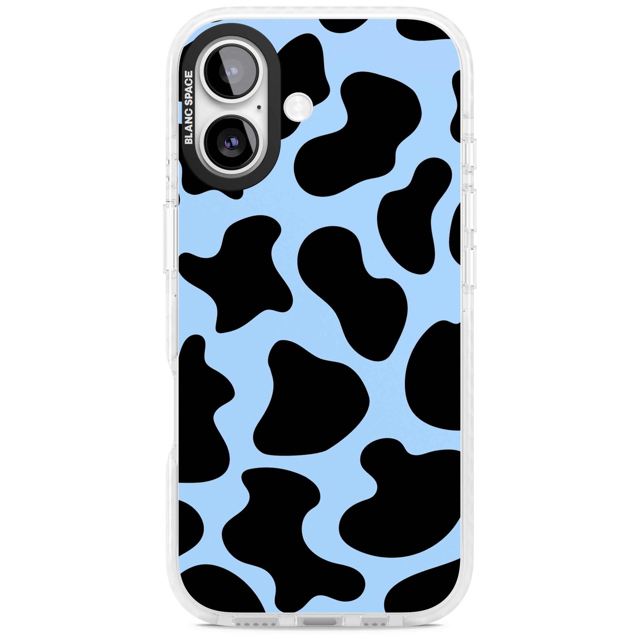 Blue And Black Cow Print iPhone 17 Impact Pro Clear Phone Case
