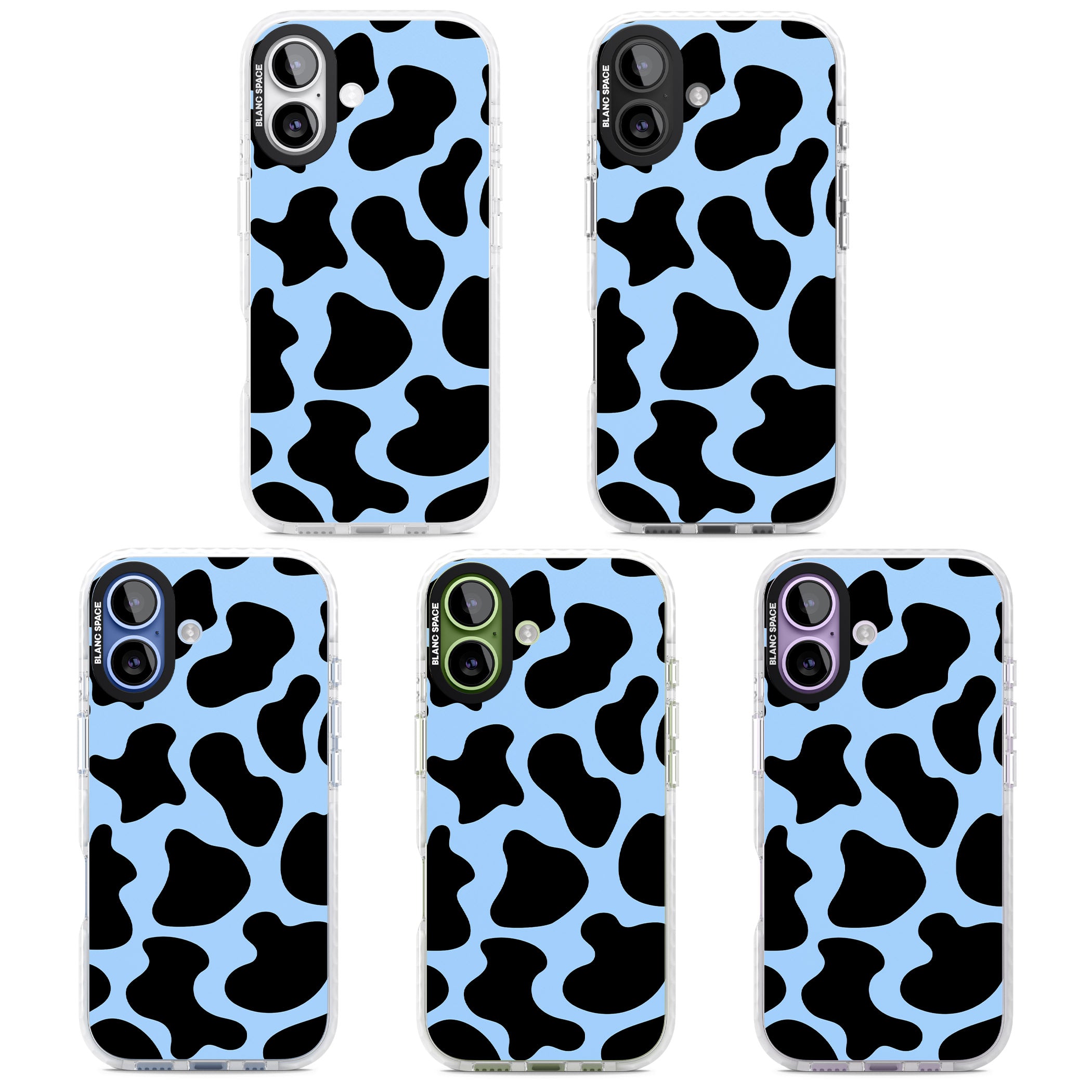 Blue And Black Cow Print iPhone 17 Impact Pro Clear Phone Case APT Impact Protection