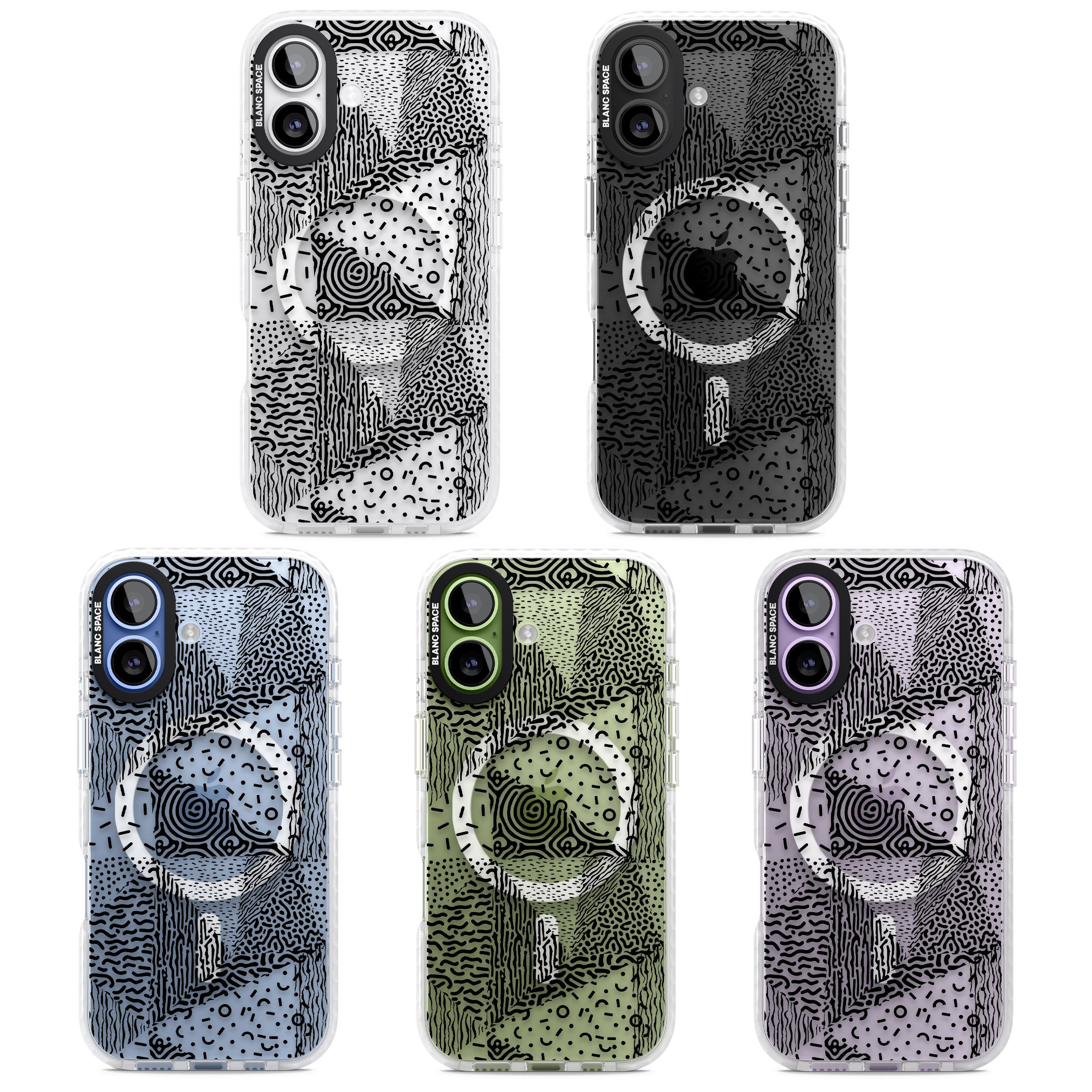 Monochrome Pattern iPhone 17 Impact Pro Clear Phone Case APT Impact Protection