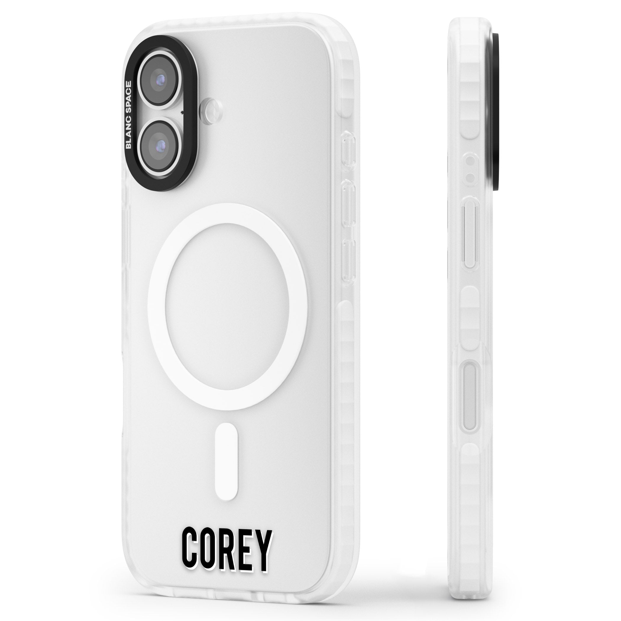 Personalised Bottom Name iPhone 17 Impact Pro Clear Phone Case Side Profile