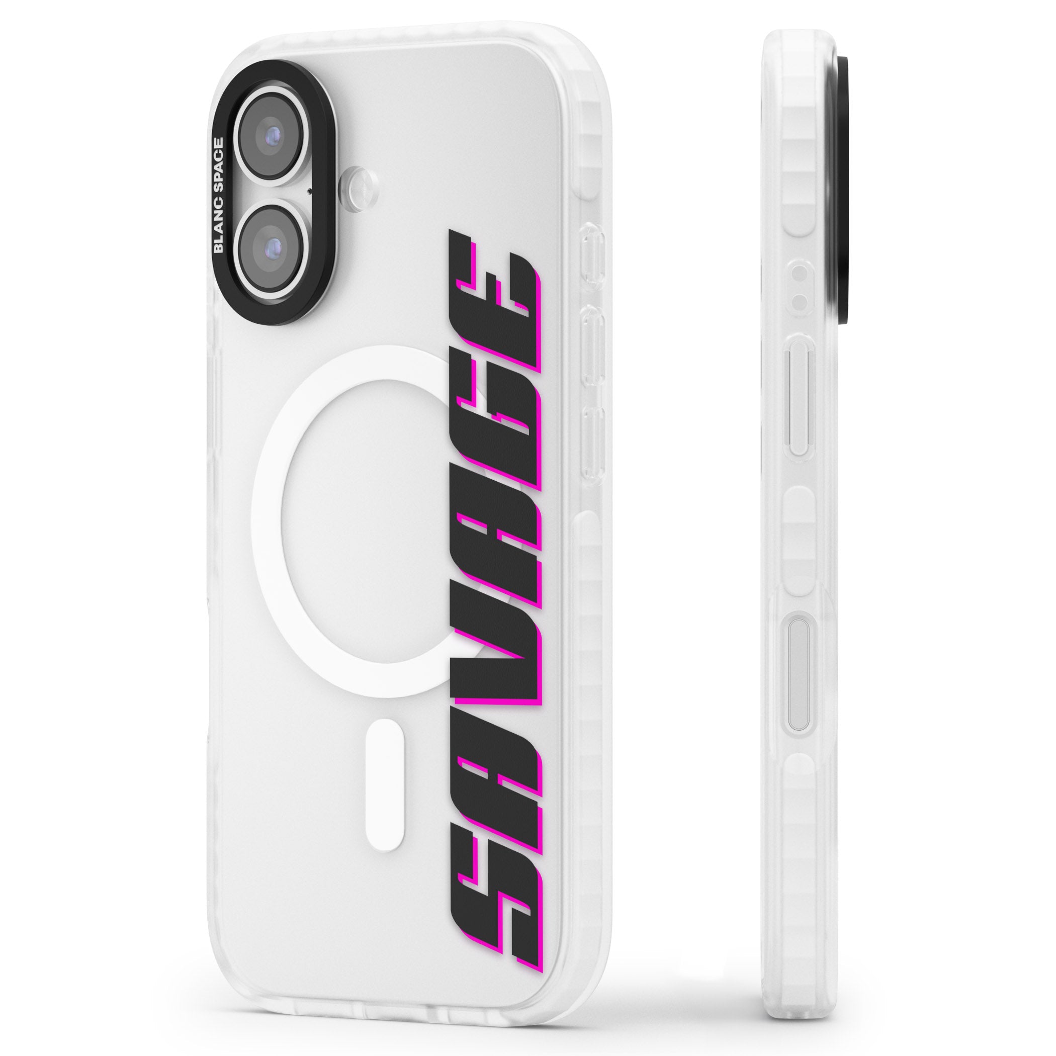 Personalised Cool Vertical Name iPhone 17 Impact Pro Clear Phone Case Side Profile
