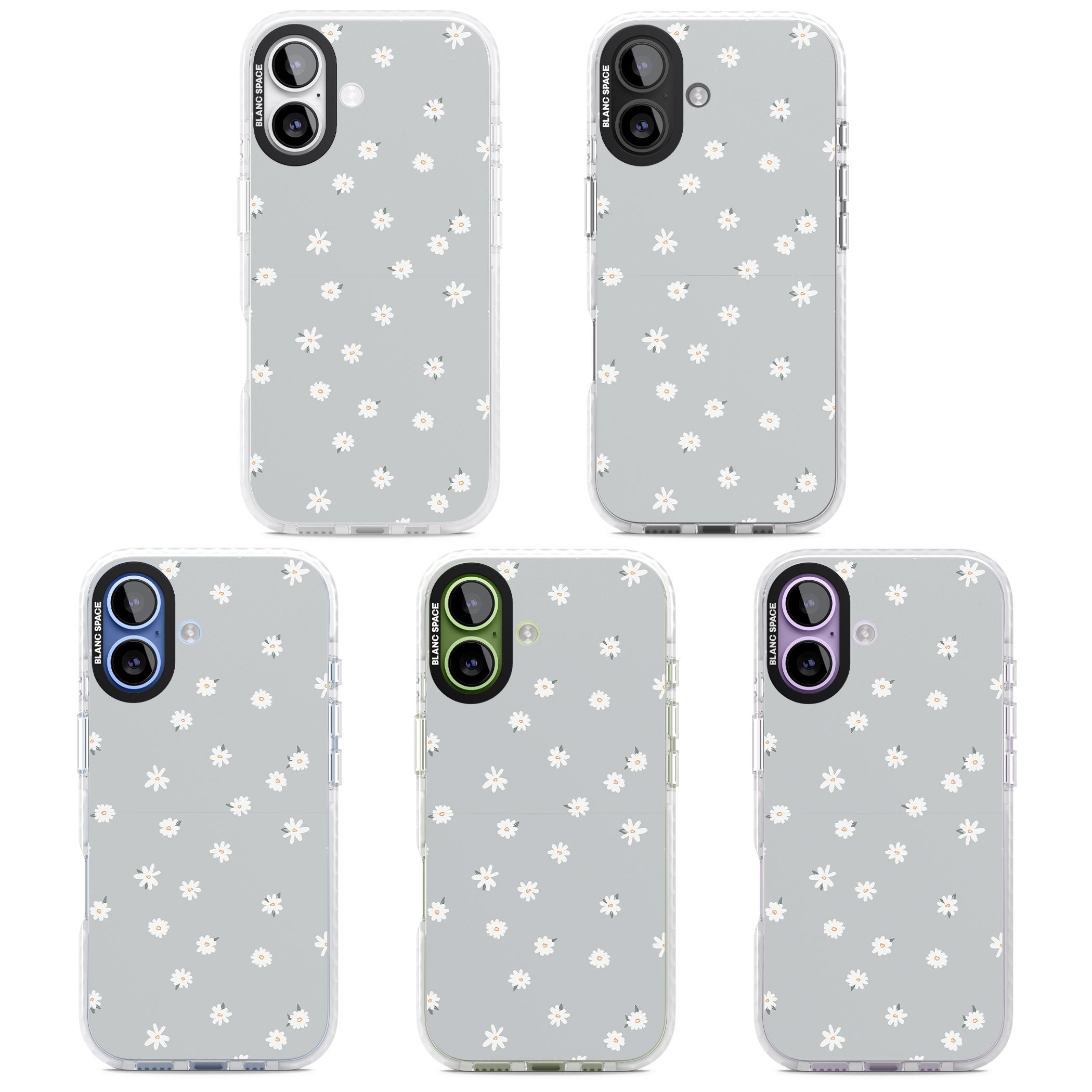 Painted Daisy Blue Grey iPhone 17 Impact Pro Clear Phone Case APT Impact Protection