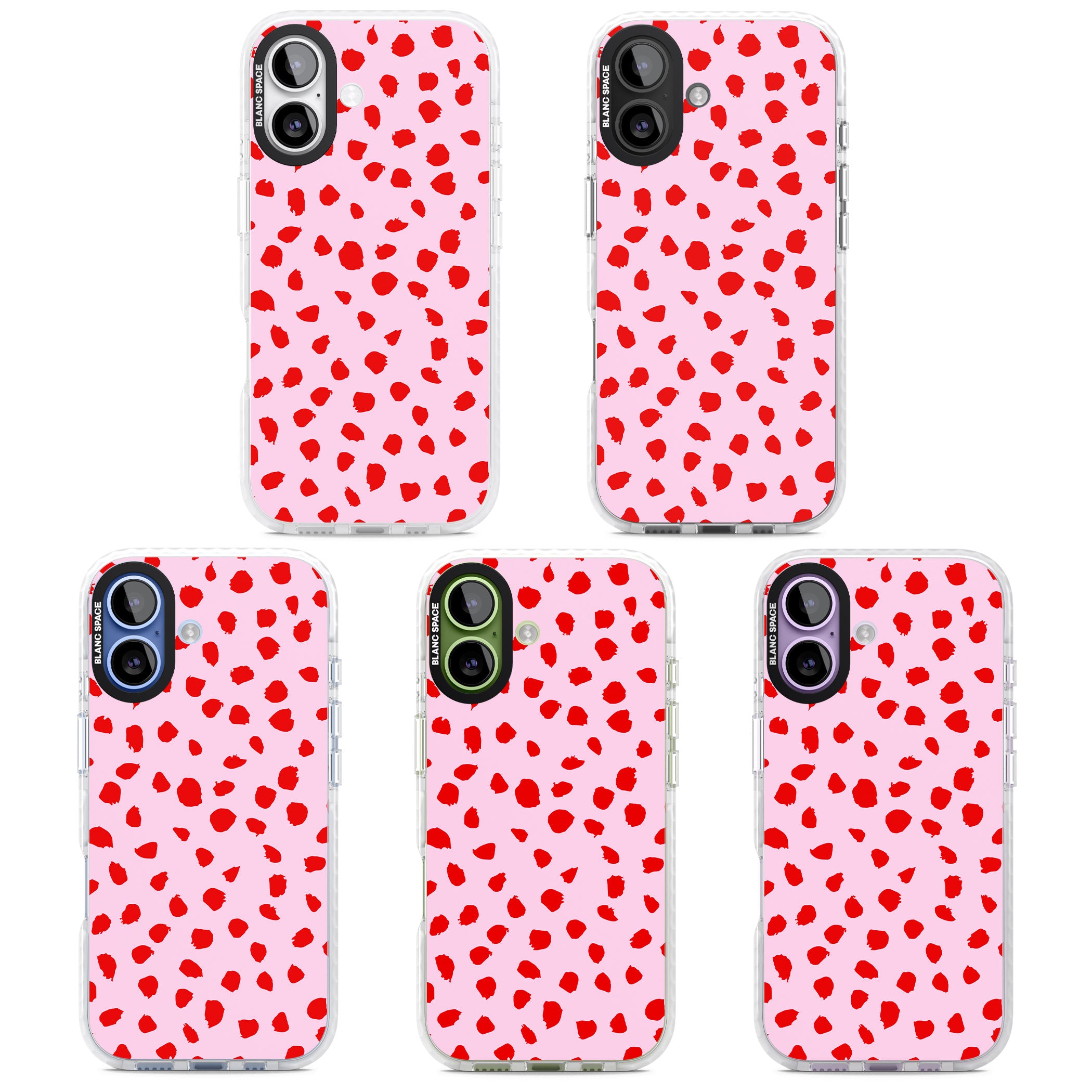 Red Polka Dot iPhone 17 Impact Pro Clear Phone Case APT Impact Protection