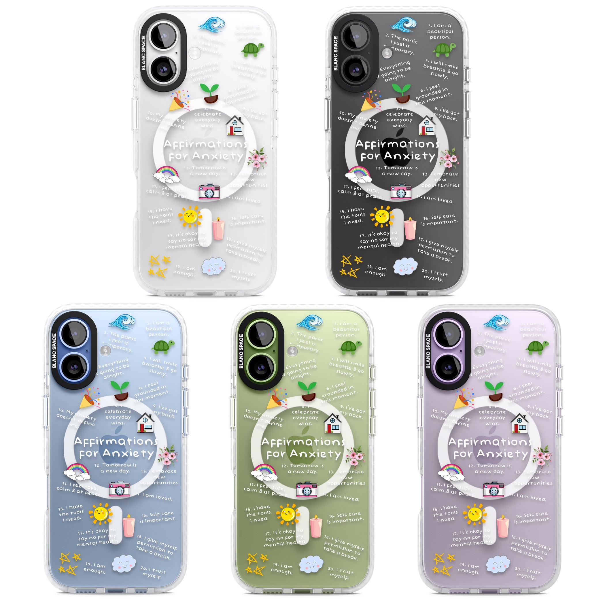 Anxiety White Text iPhone 17 Impact Pro Clear Phone Case APT Impact Protection