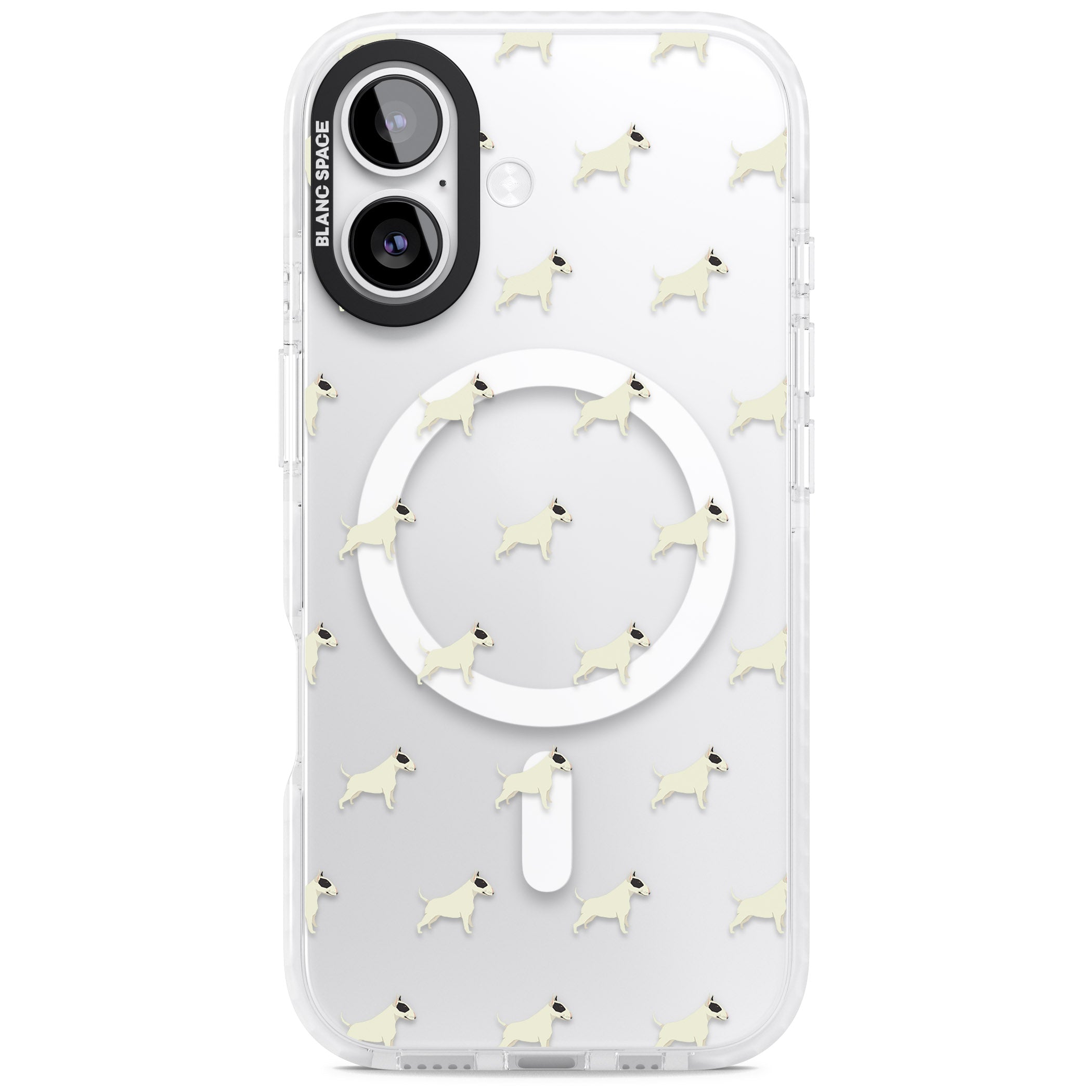 Bull Terrier Pattern iPhone 17 Impact Pro Clear Phone Case