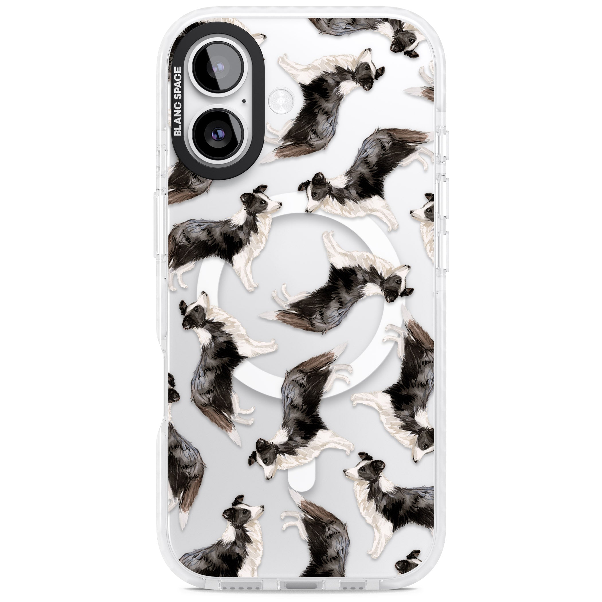 Border Collie Pattern Watercolour iPhone 17 Impact Pro Clear Phone Case
