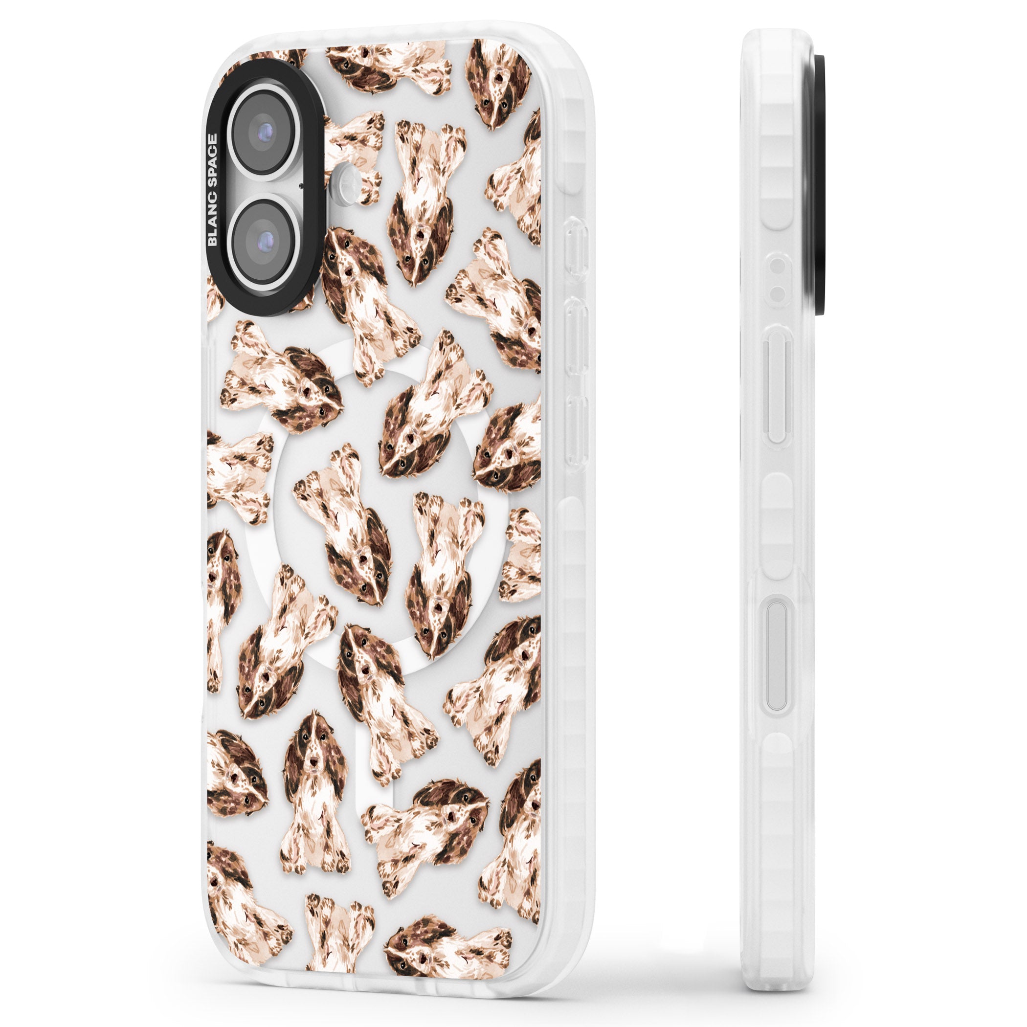 Cocker Spaniel (Brown) Watercolour Dog Pattern iPhone 17 Impact Pro Clear Phone Case Side Profile