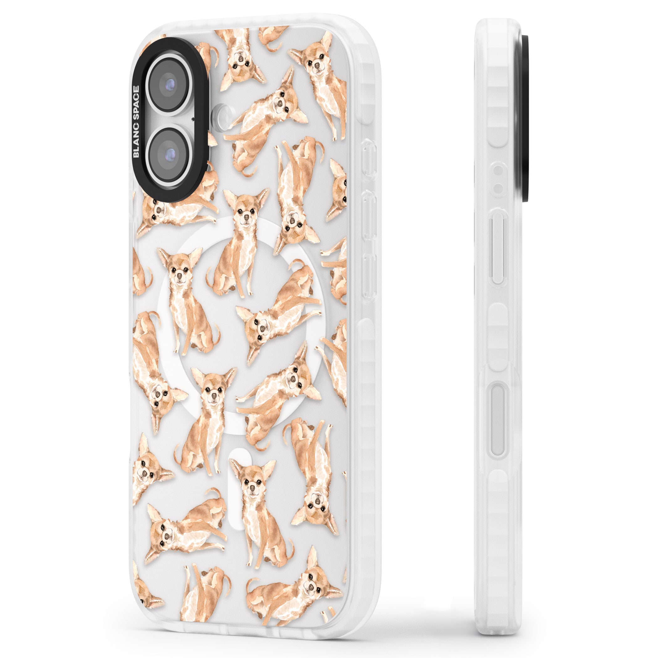 Chihuahua Watercolour Dog Pattern iPhone 17 Impact Pro Clear Phone Case Side Profile