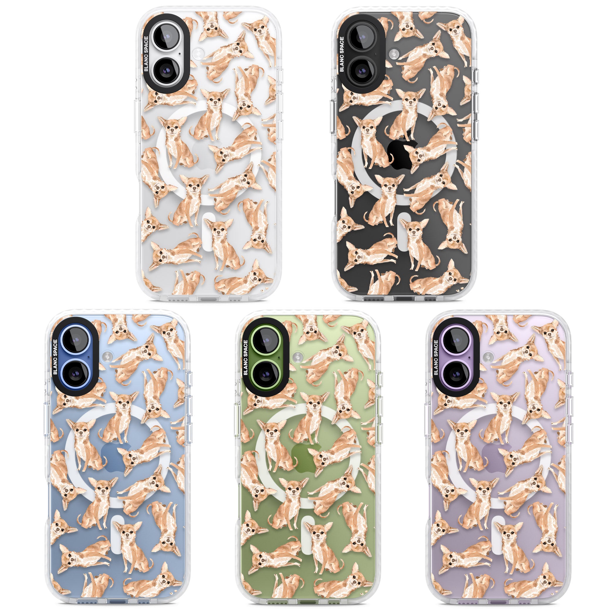 Chihuahua Watercolour Dog Pattern iPhone 17 Impact Pro Clear Phone Case APT Impact Protection