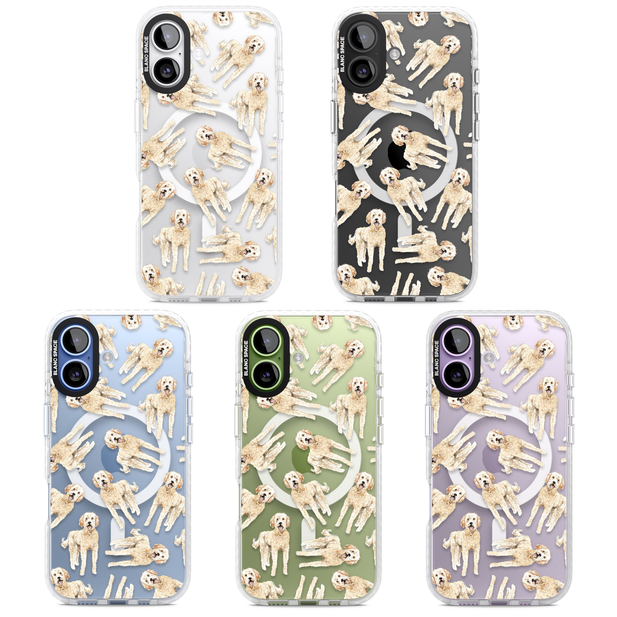 Goldendoodle Watercolour Dog Pattern iPhone 17 Impact Pro Clear Phone Case APT Impact Protection
