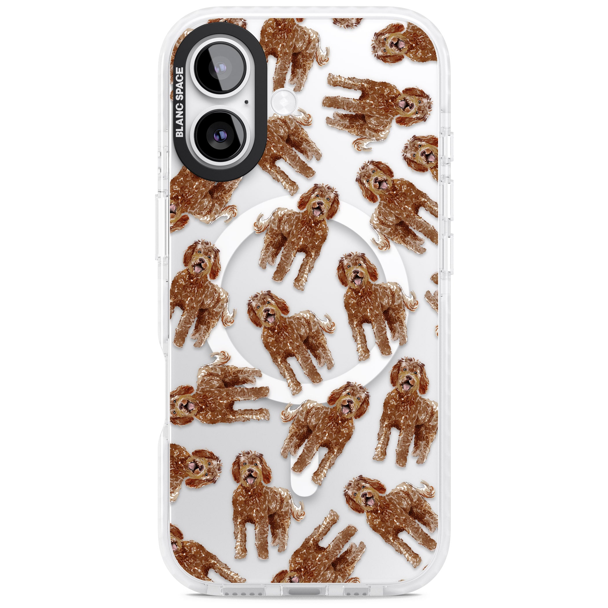 Labradoodle Brown Pattern iPhone 17 Impact Pro Clear Phone Case