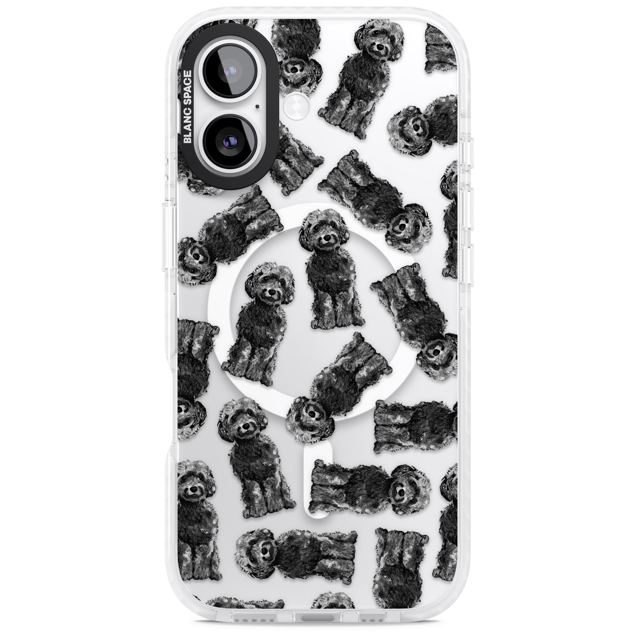 Black Cockapoo Watercolor iPhone 17 Impact Pro Clear Phone Case